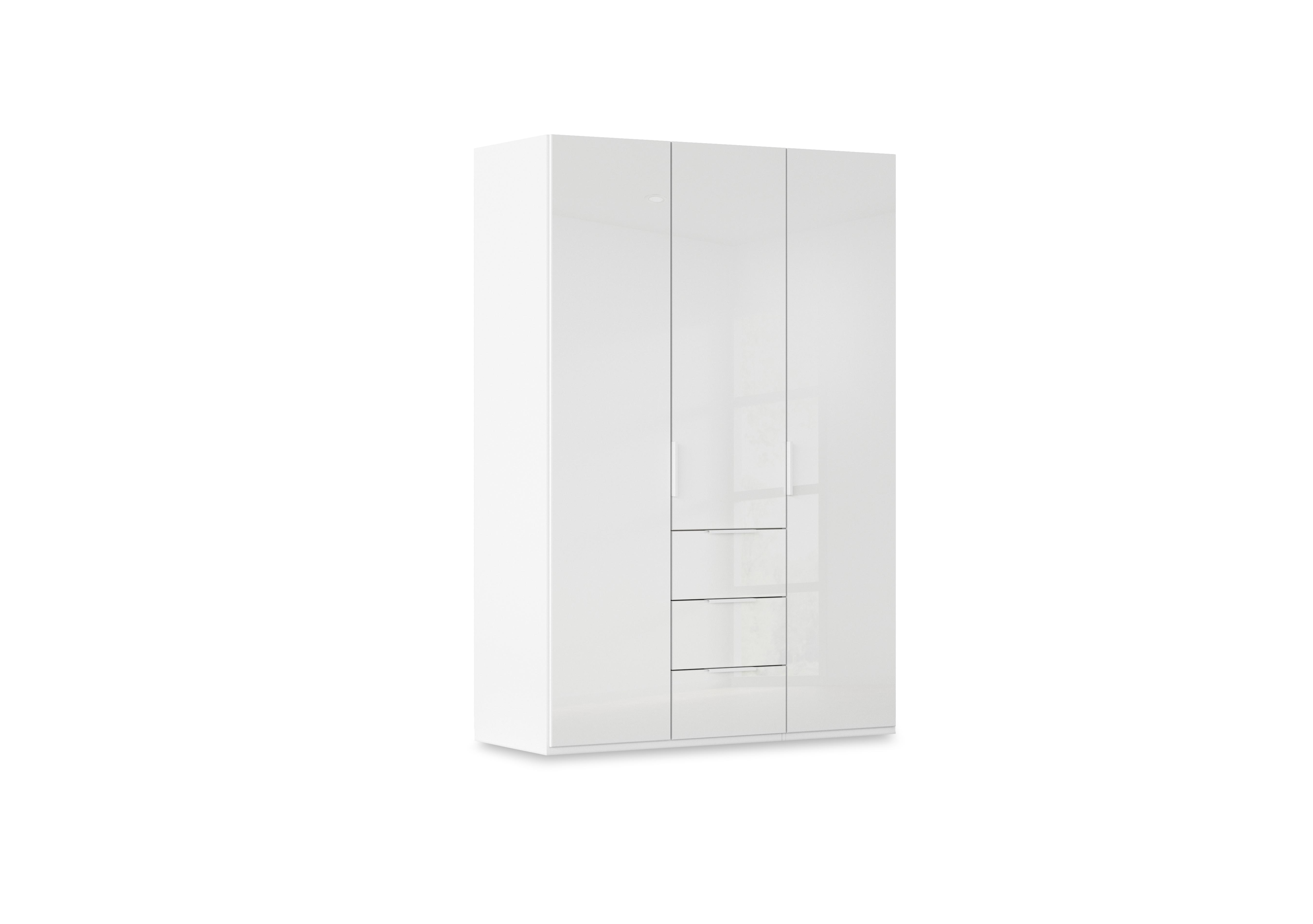 Haven 151cm 3 Door Combi Wardrobe with Glass Doors in Awg1k Alpine White White Front on Furniture Village