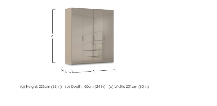 Haven 201cm 4 Door Combi Wardrobe with Glass Doors in  on Furniture Village