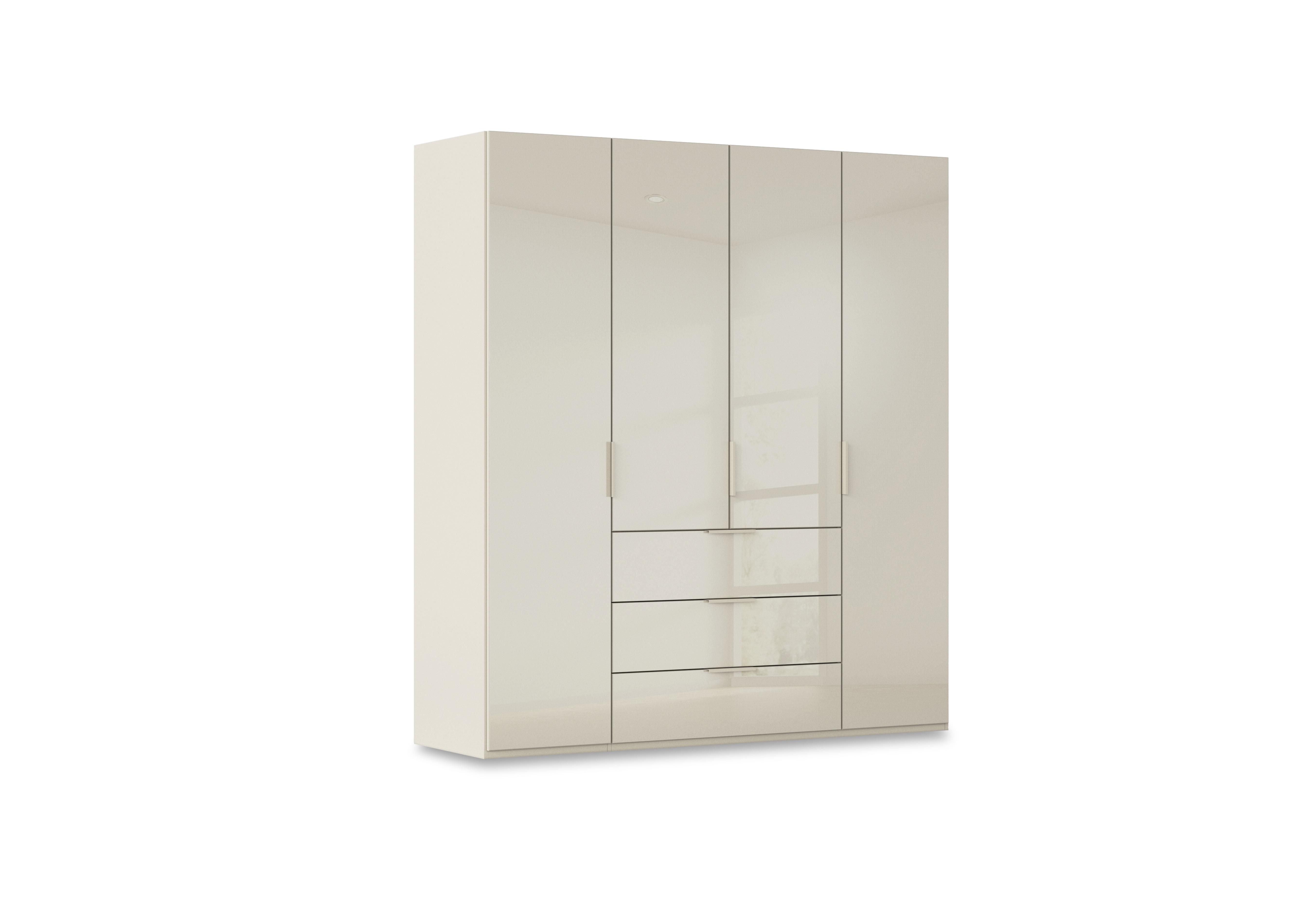 Haven 201cm 4 Door Combi Wardrobe with Glass Doors in Acg3k Champagne Champagne Frnt on Furniture Village