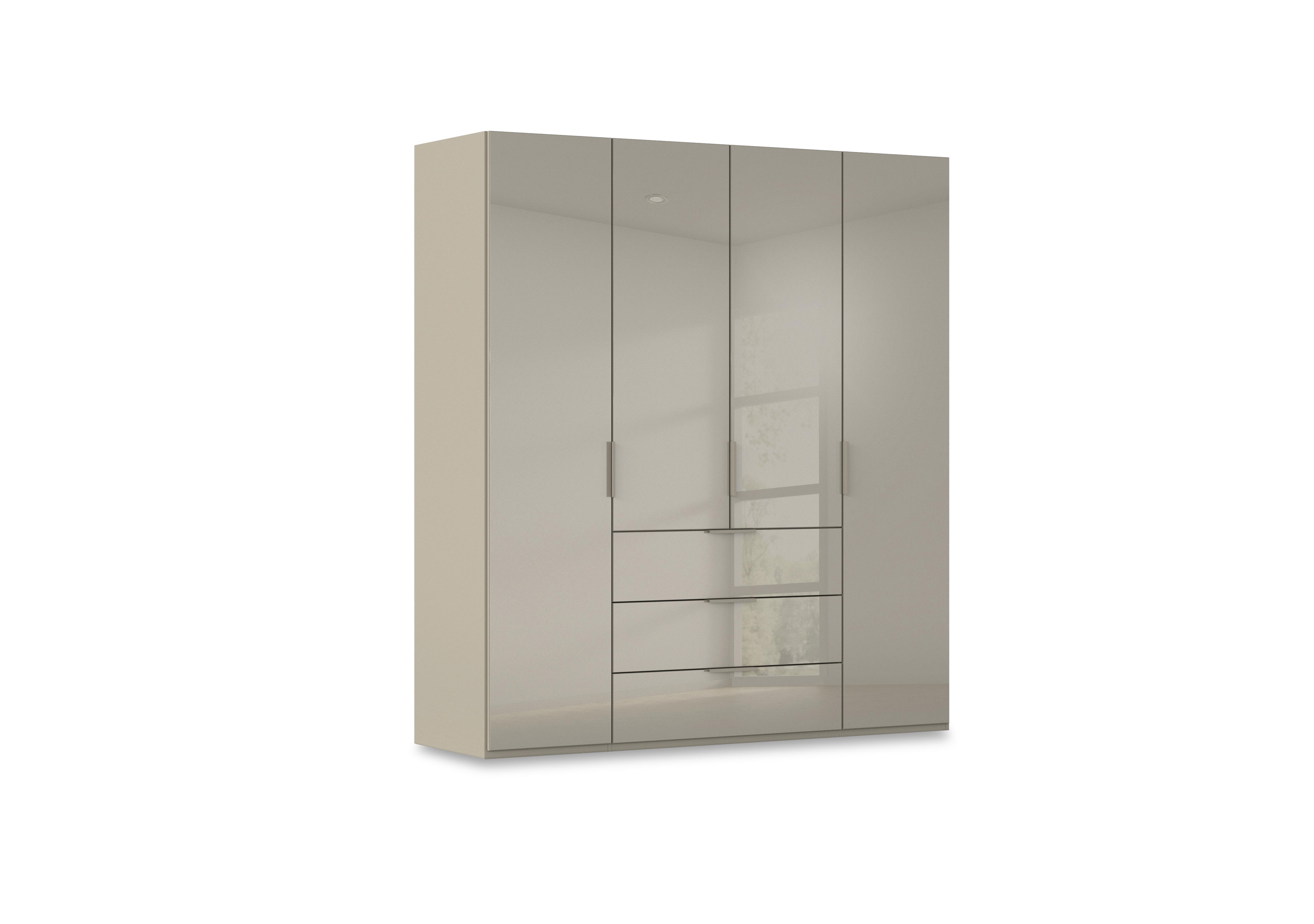 Haven 201cm 4 Door Combi Wardrobe with Glass Doors in Afg4k Fango Fango Front on Furniture Village
