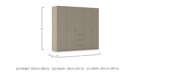 Haven 251cm 5 Door Combi Wardrobe with Décor Doors in  on Furniture Village