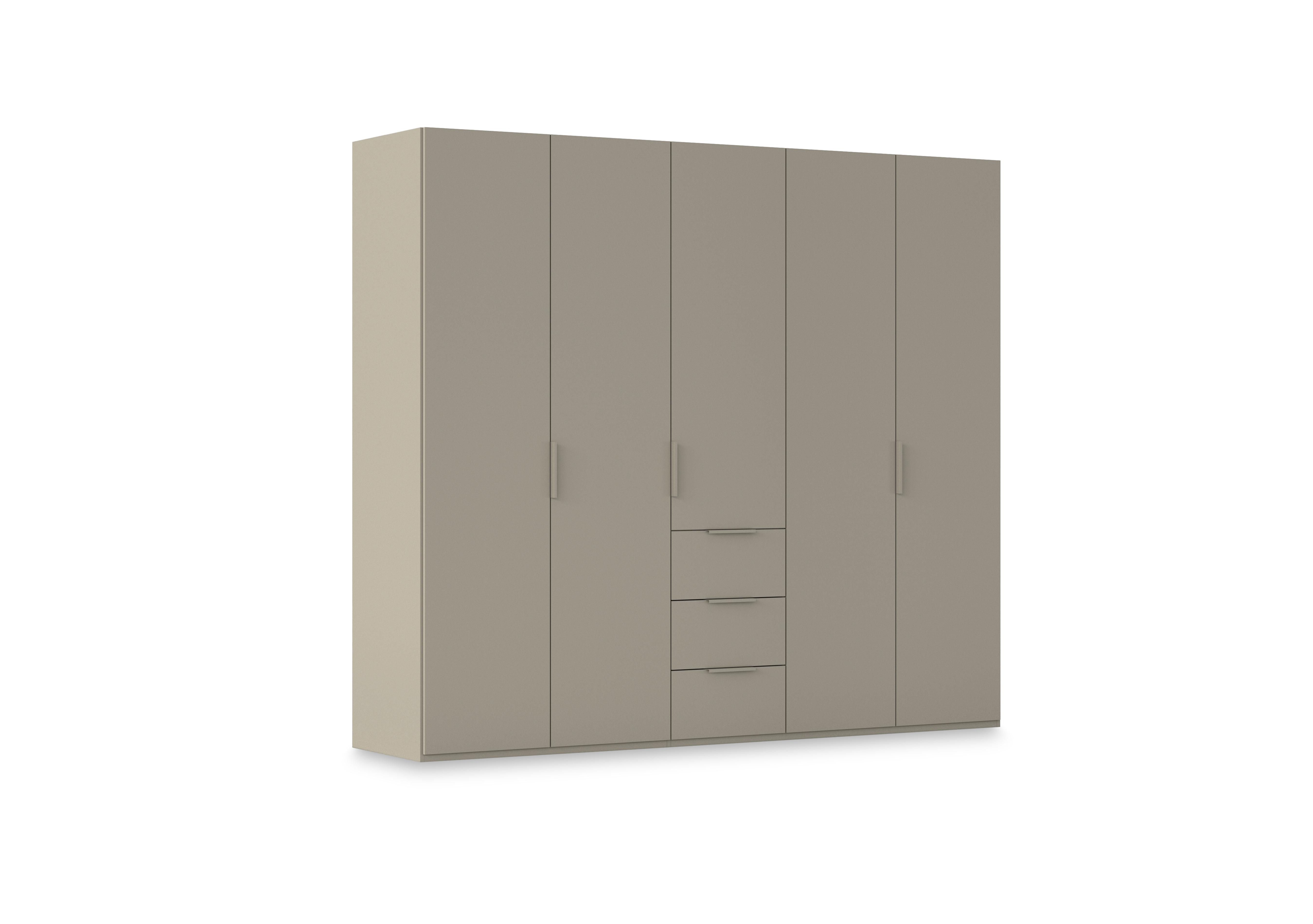Haven 251cm 5 Door Combi Wardrobe with Décor Doors in Afd4k Fango Fango Front on Furniture Village