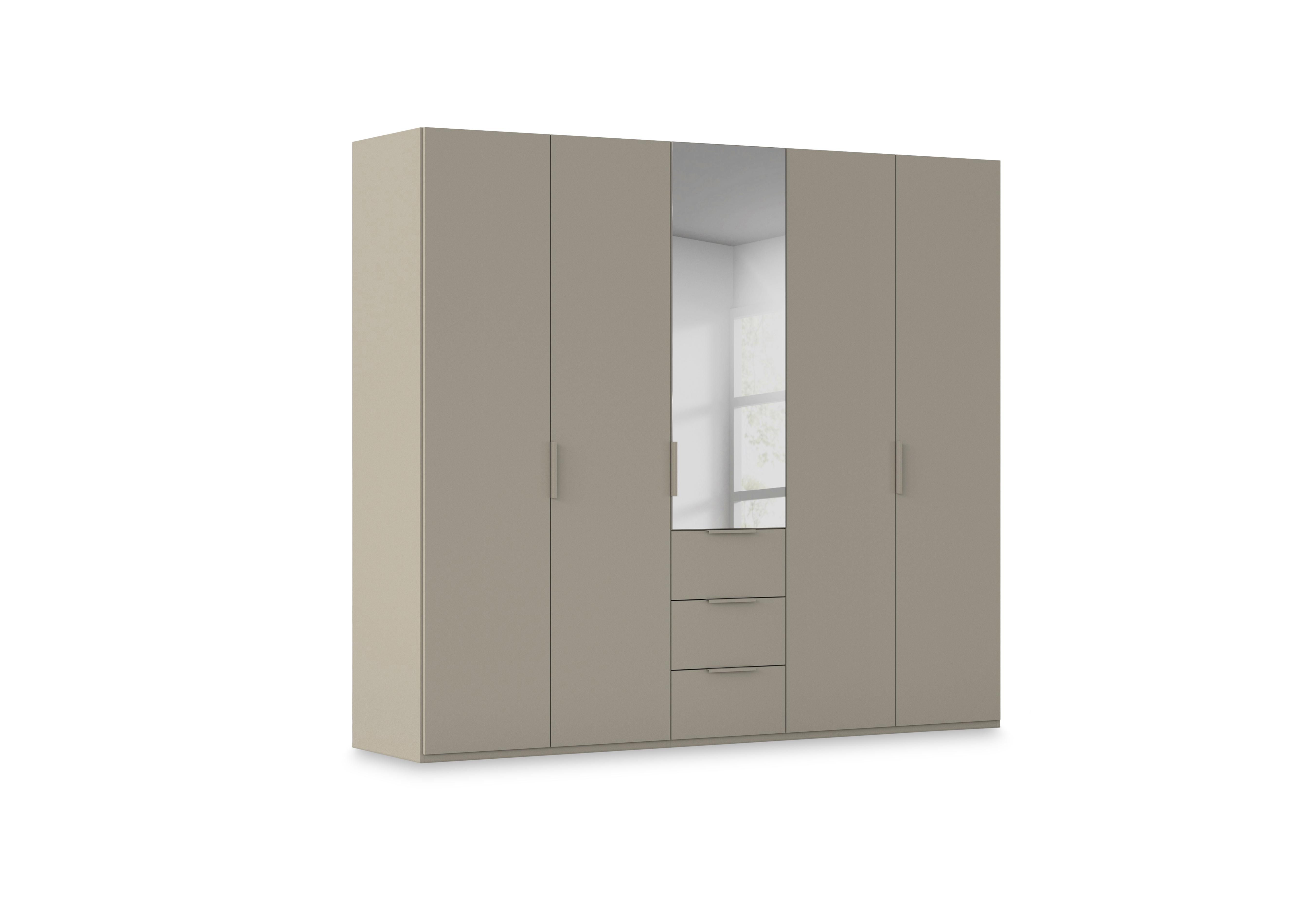 Haven 251cm 5 Door Combi Décor Wardrobe with 4 Décor Doors and 1 Mirror Door in Afd4k Fango Fango Front on Furniture Village