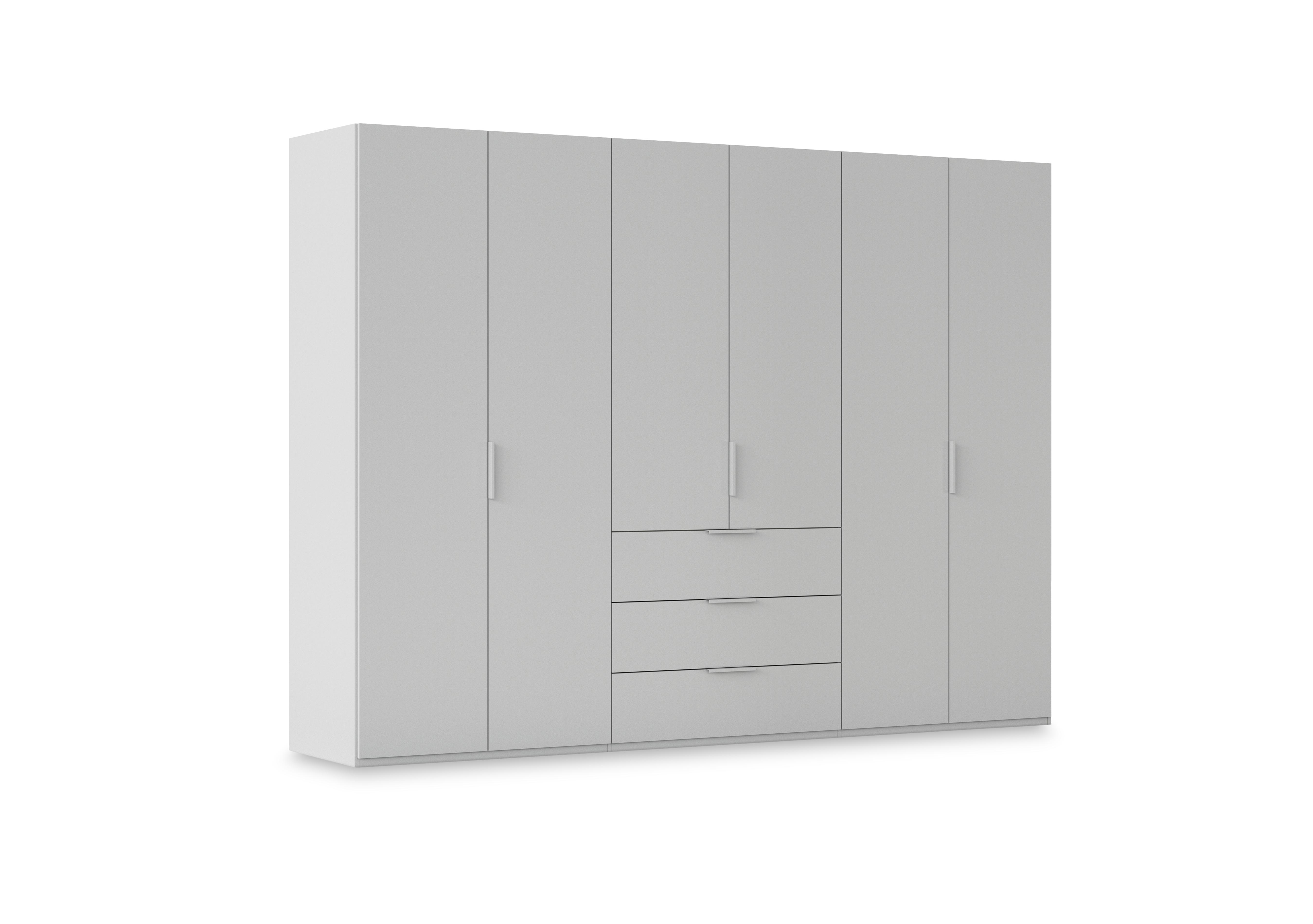 Haven 301cm 6 Door Combi Wardrobe with Décor Doors in Agd2k Silk Grey Silk Grey Frnt on Furniture Village