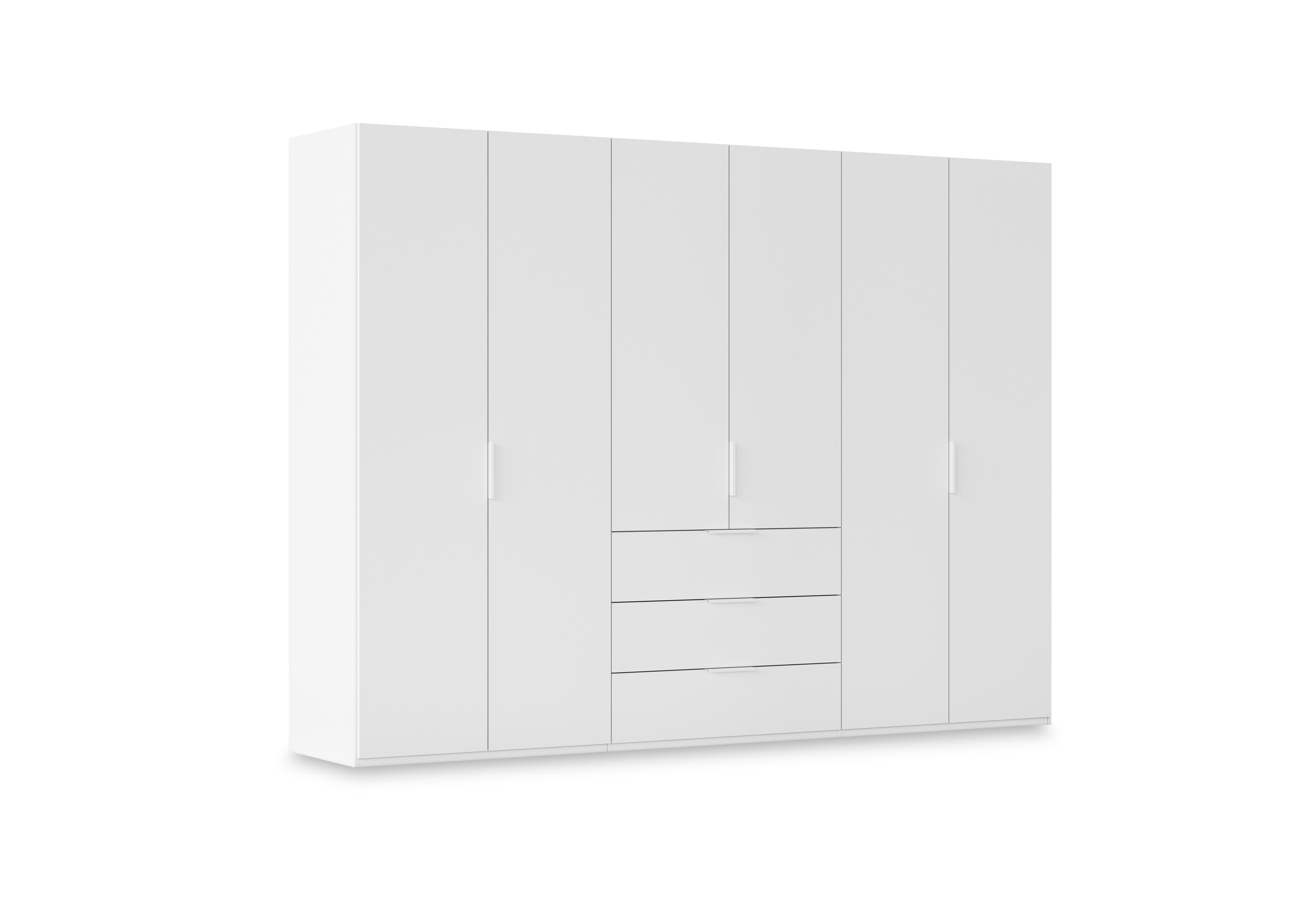 Haven 301cm 6 Door Combi Wardrobe with Décor Doors in Awd1k Alpine White White Front on Furniture Village