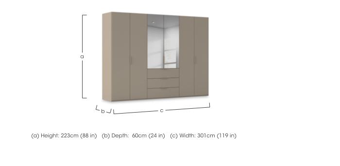 Haven 301cm 6 Door Combi Décor Wardrobe with 4 Décor Doors and 2 Mirror Doors in  on Furniture Village