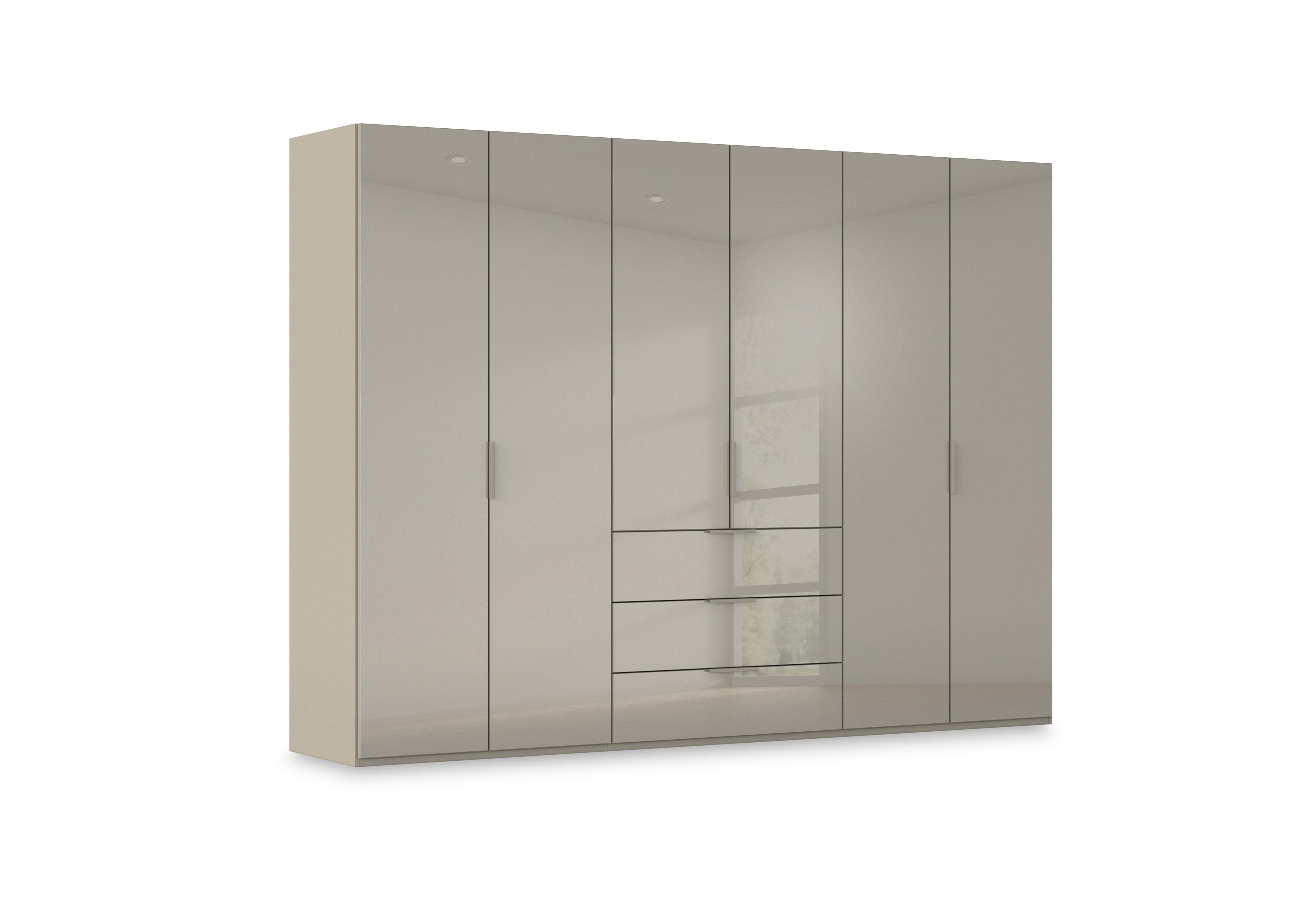 Haven 301cm 6 Door Combi Wardrobe with Glass Doors in Afg4k Fango Fango Front on Furniture Village