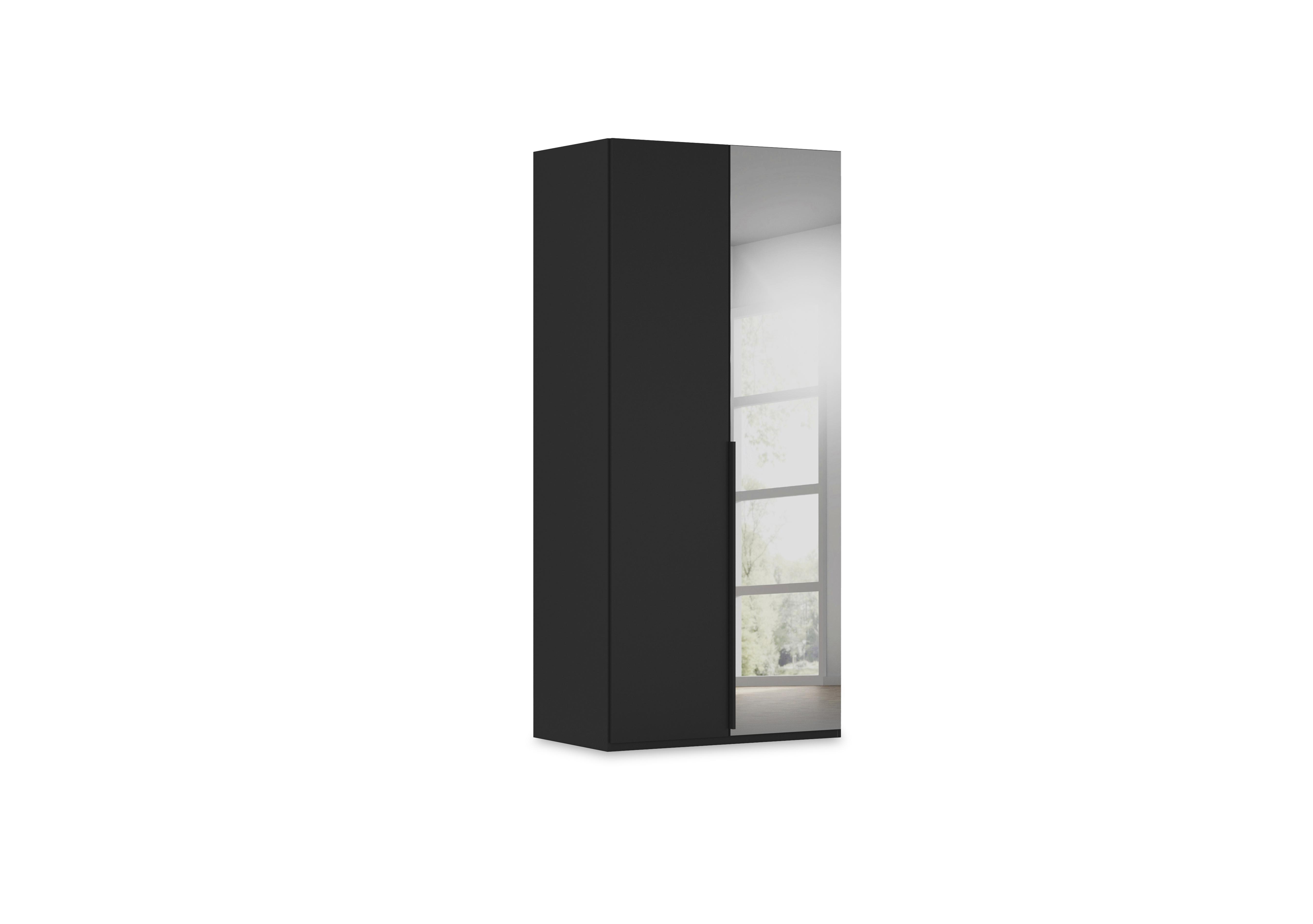 Haven 101cm 2 Door Hinged Wardrobe with 1 Décor Door and 1 Mirror Door in Asd5t  Black Black Front on Furniture Village