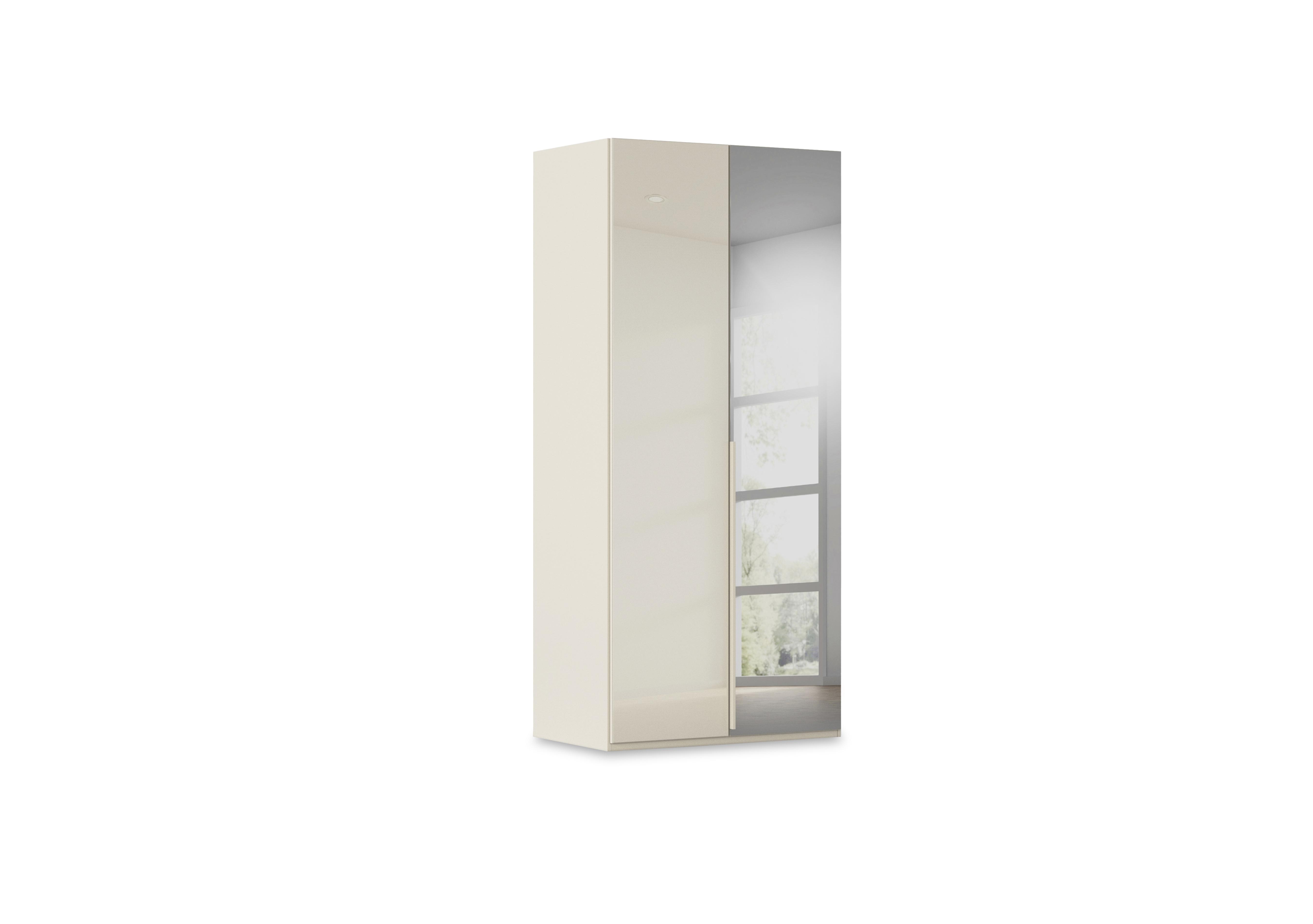 Haven 101cm 2 Door Hinged Wardrobe with 1 Glass Door and 1 Mirror Door in Acg3l  Champagne Champagne Gls on Furniture Village