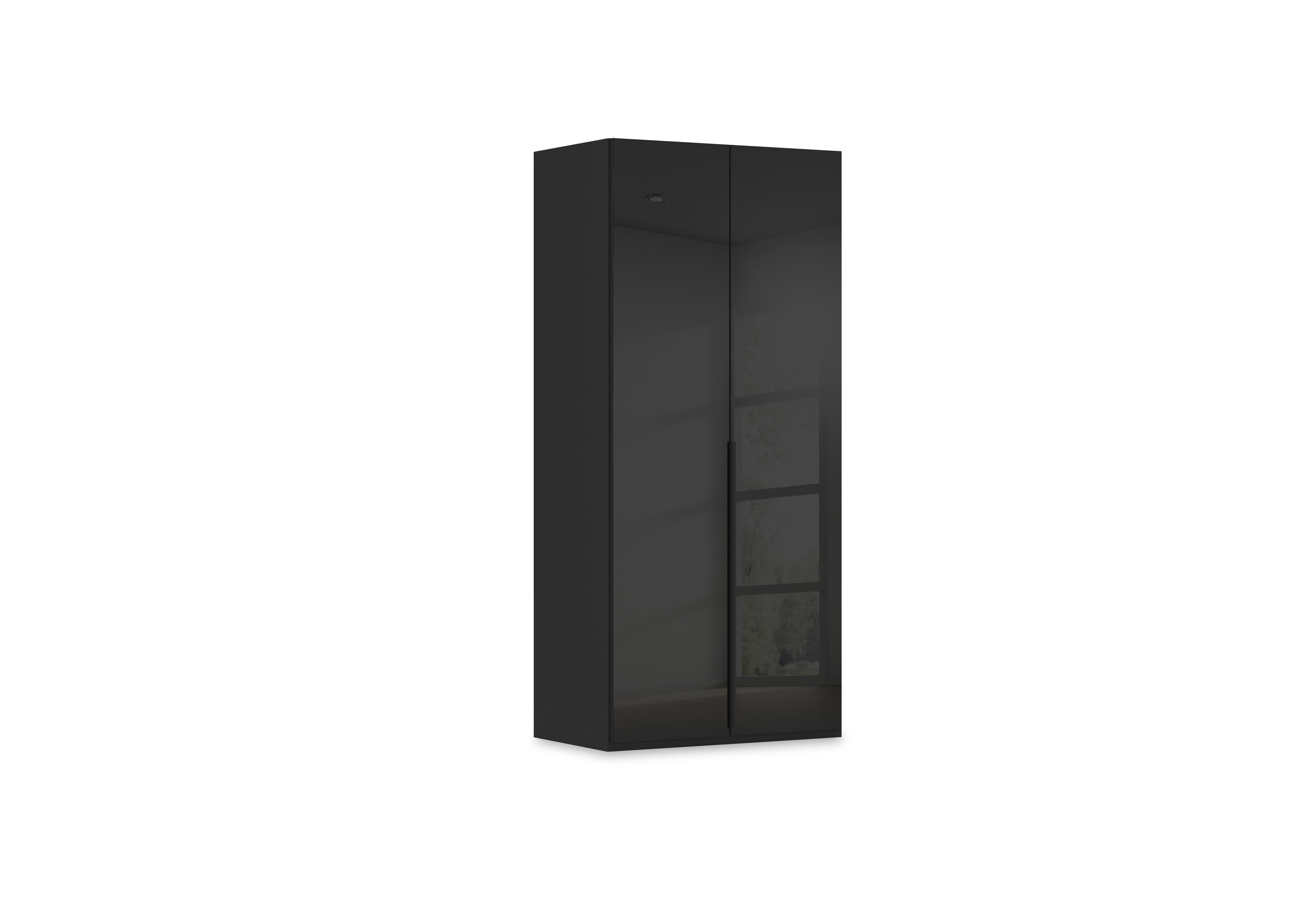 Haven 101cm 2 Door Hinged Wardrobe with Glass Doors in Asg5t  Black Black Glass Front on Furniture Village