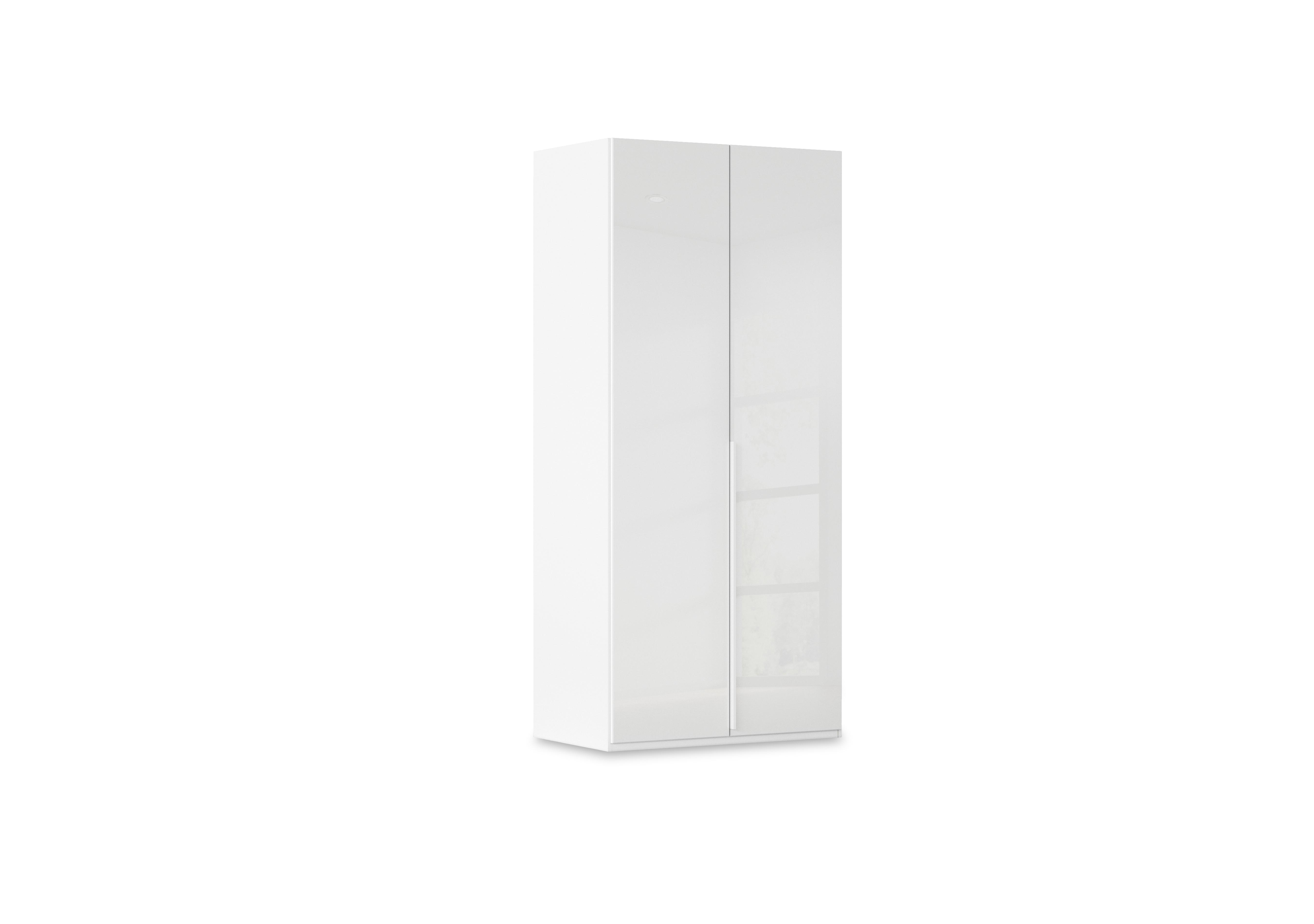 Haven 101cm 2 Door Hinged Wardrobe with Glass Doors in Awg1l Alpine Wht Wht Gls Frnt on Furniture Village