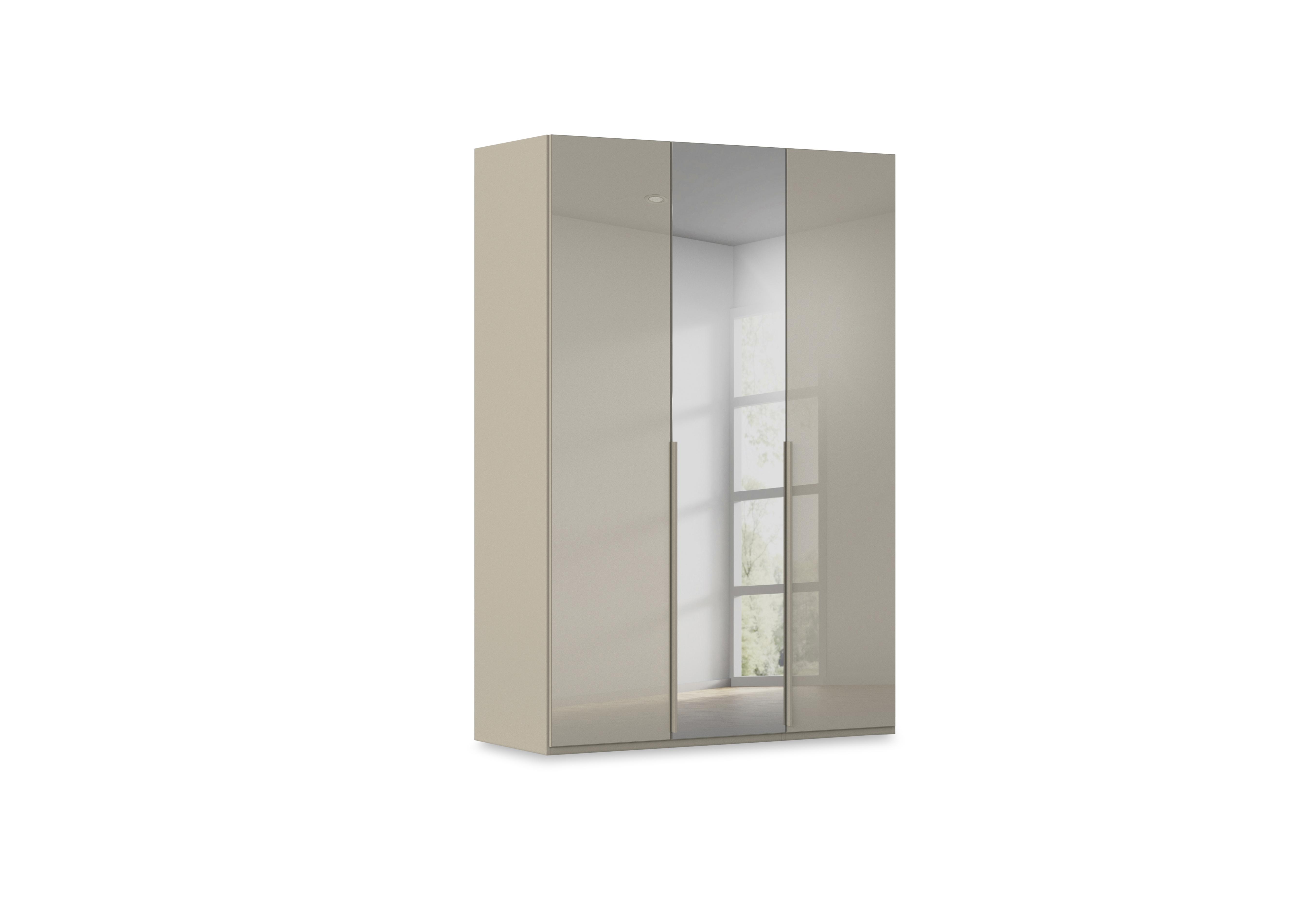 Haven 151cm 3 Door Hinged Wardrobe with 2 Glass Doors and 1 Mirror Door in Afg4l  Fango Fango Glass Front on Furniture Village