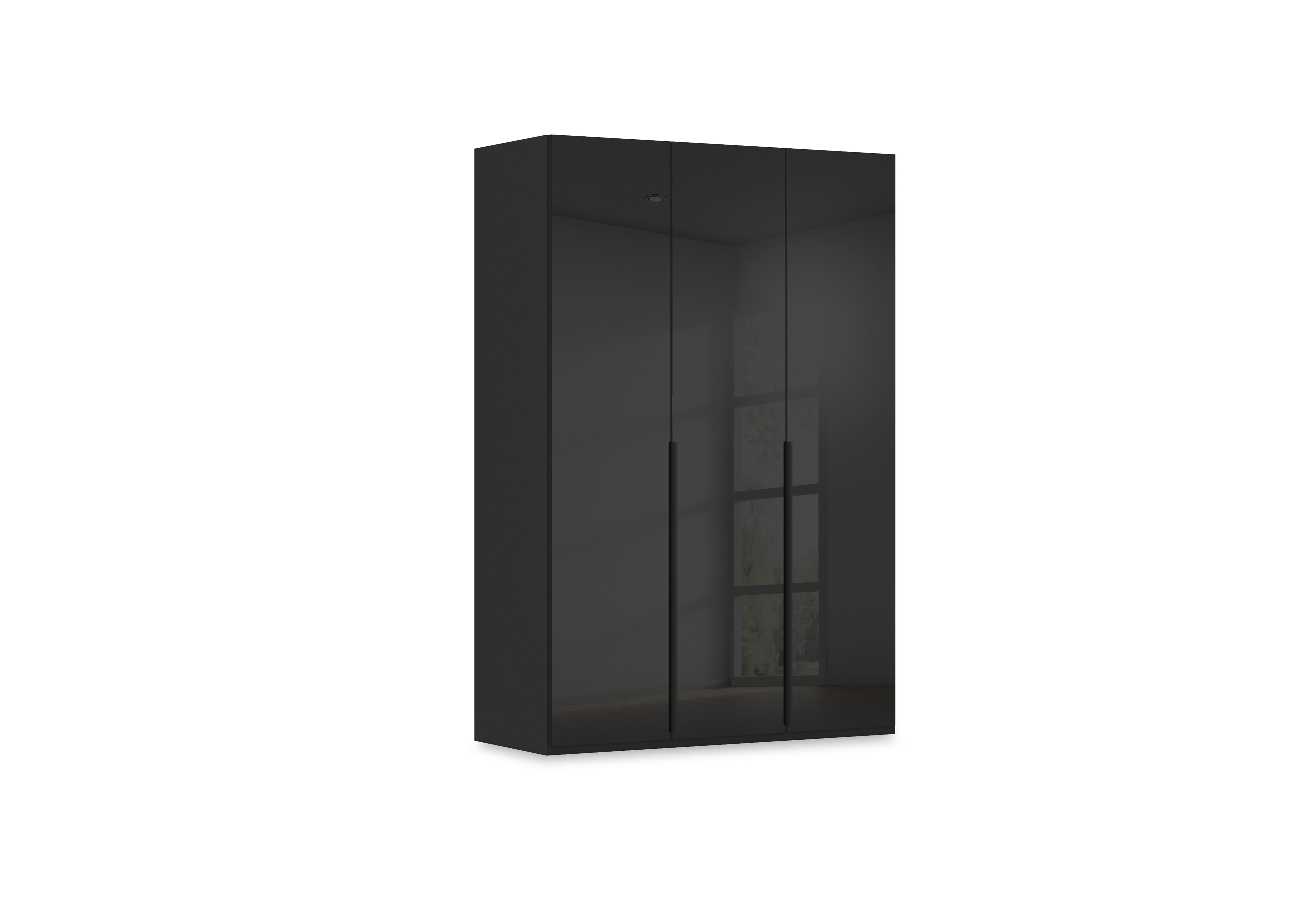 Haven 151cm 3 Door Hinged Wardrobe with Glass Doors in Asg5t  Black Black Glass Front on Furniture Village