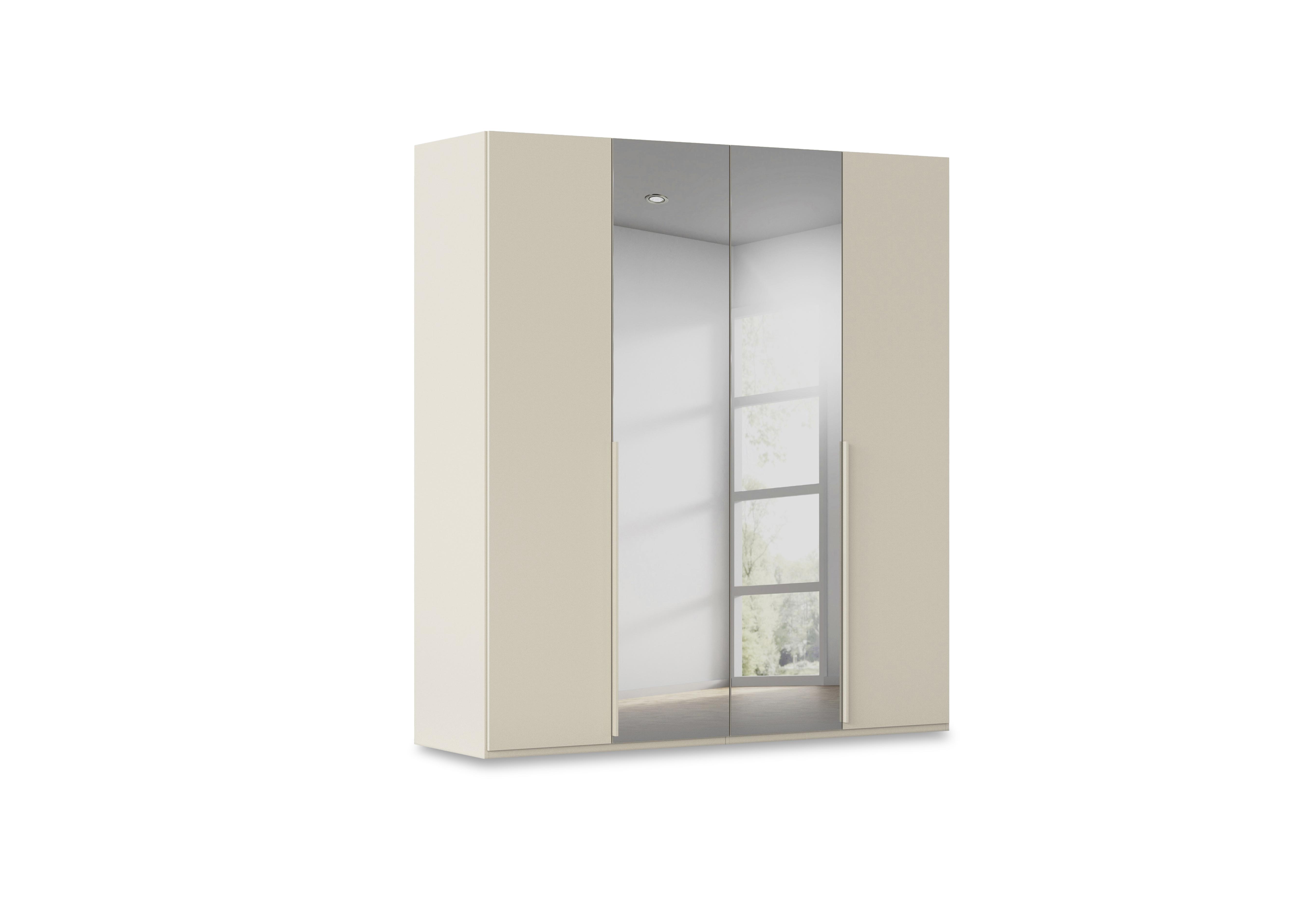 Haven 201cm 4 Door Hinged Wardrobe with 2 Décor Doors and 2 Mirror Doors in Acd3l  Champagne Champagne Frn on Furniture Village