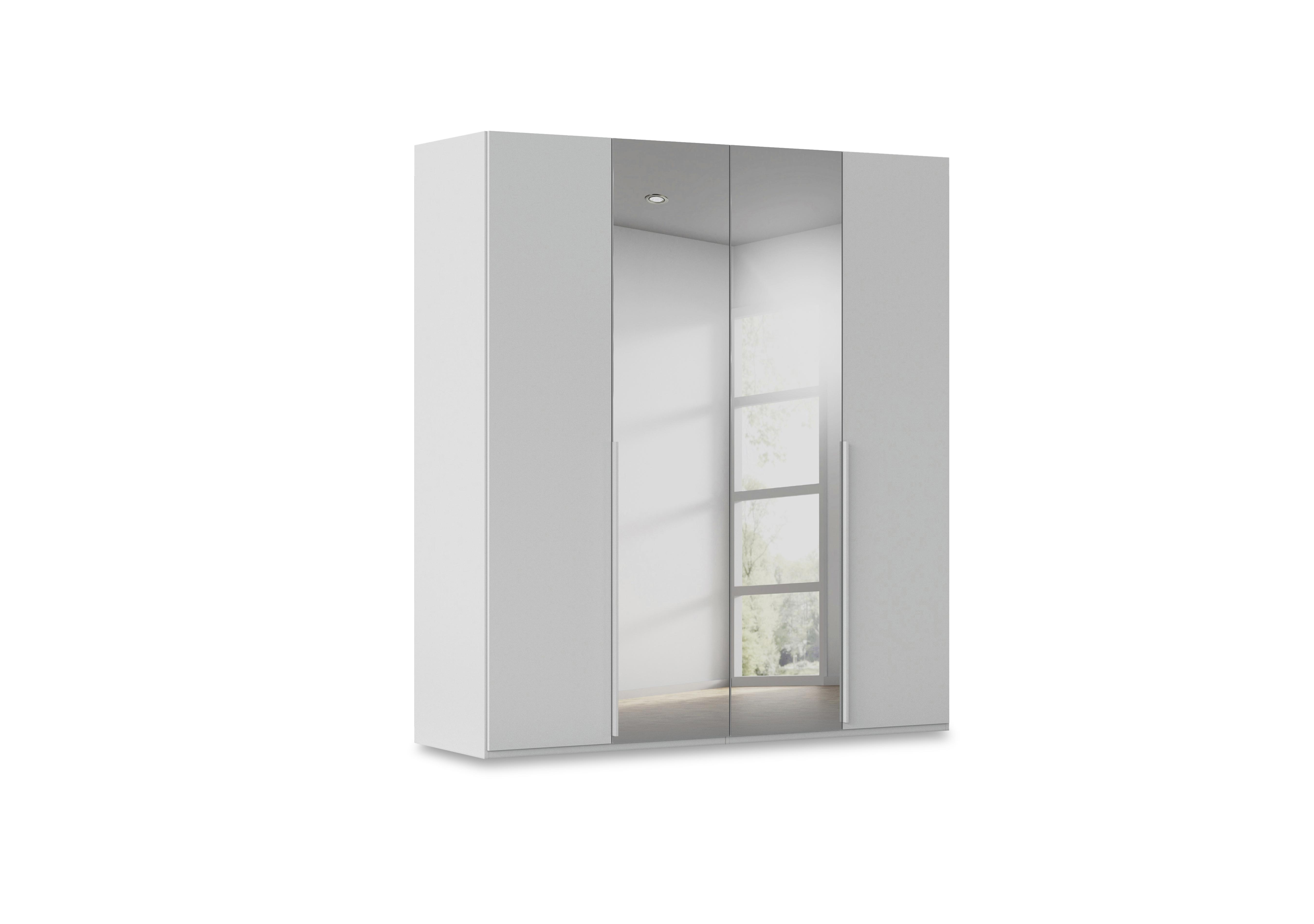 Haven 201cm 4 Door Hinged Wardrobe with 2 Décor Doors and 2 Mirror Doors in Agd2l Silk Grey Silk Grey Frnt on Furniture Village