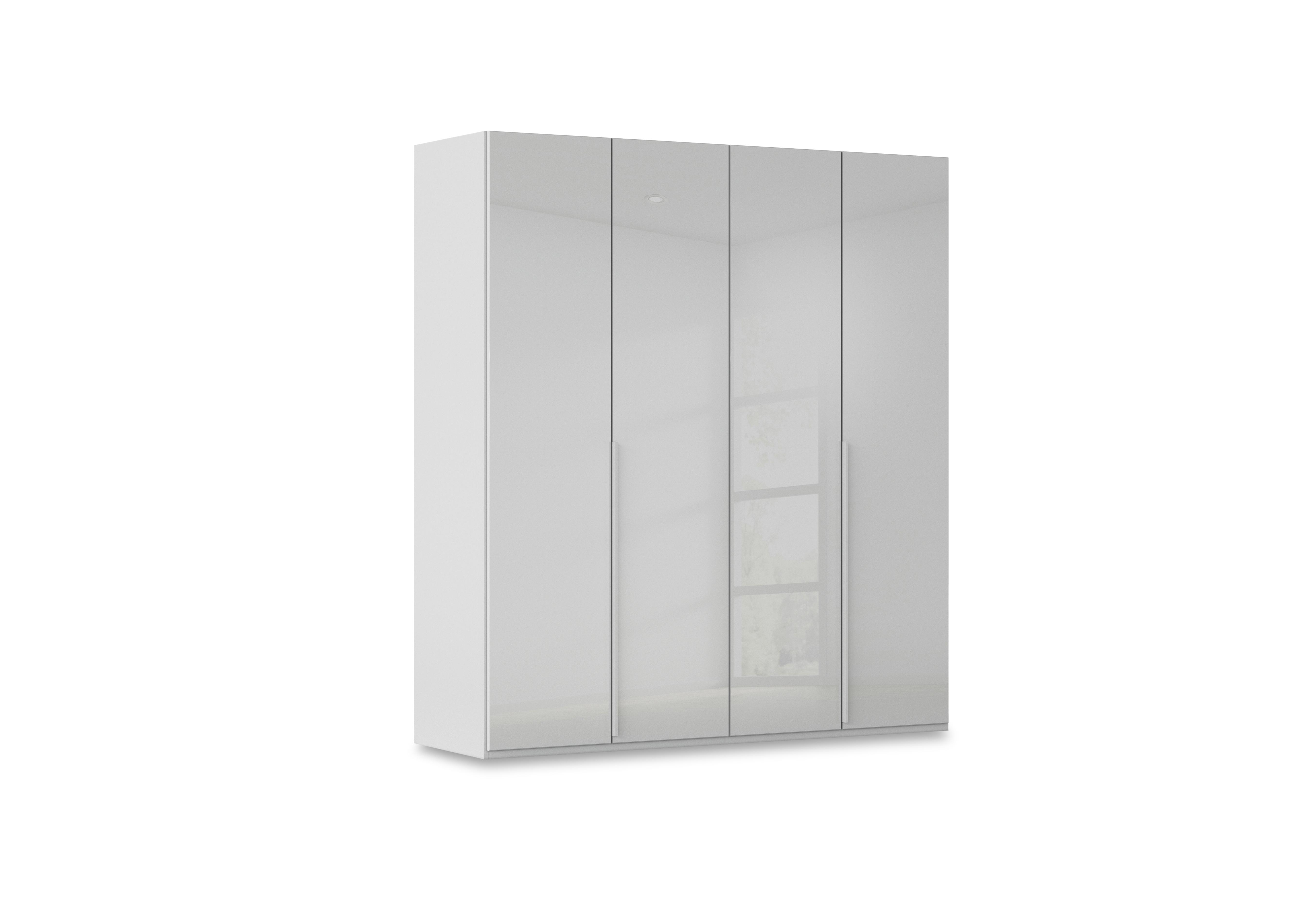 Haven 201cm 4 Door Hinged Wardrobe with Glass Doors in Agg2l Silk Gry Silk Gr Gls Frn on Furniture Village