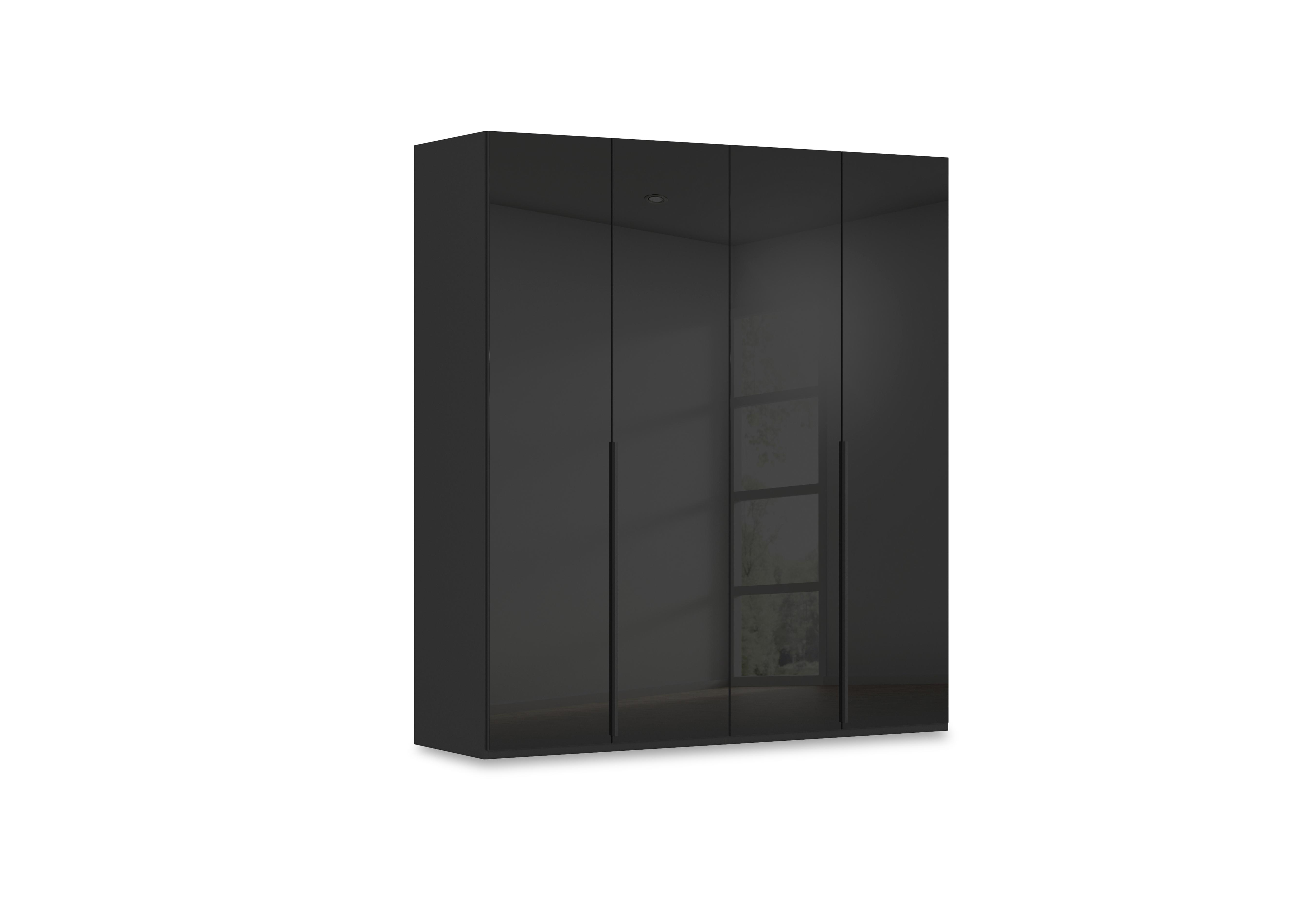 Haven 201cm 4 Door Hinged Wardrobe with Glass Doors in Asg5t  Black Black Glass Front on Furniture Village