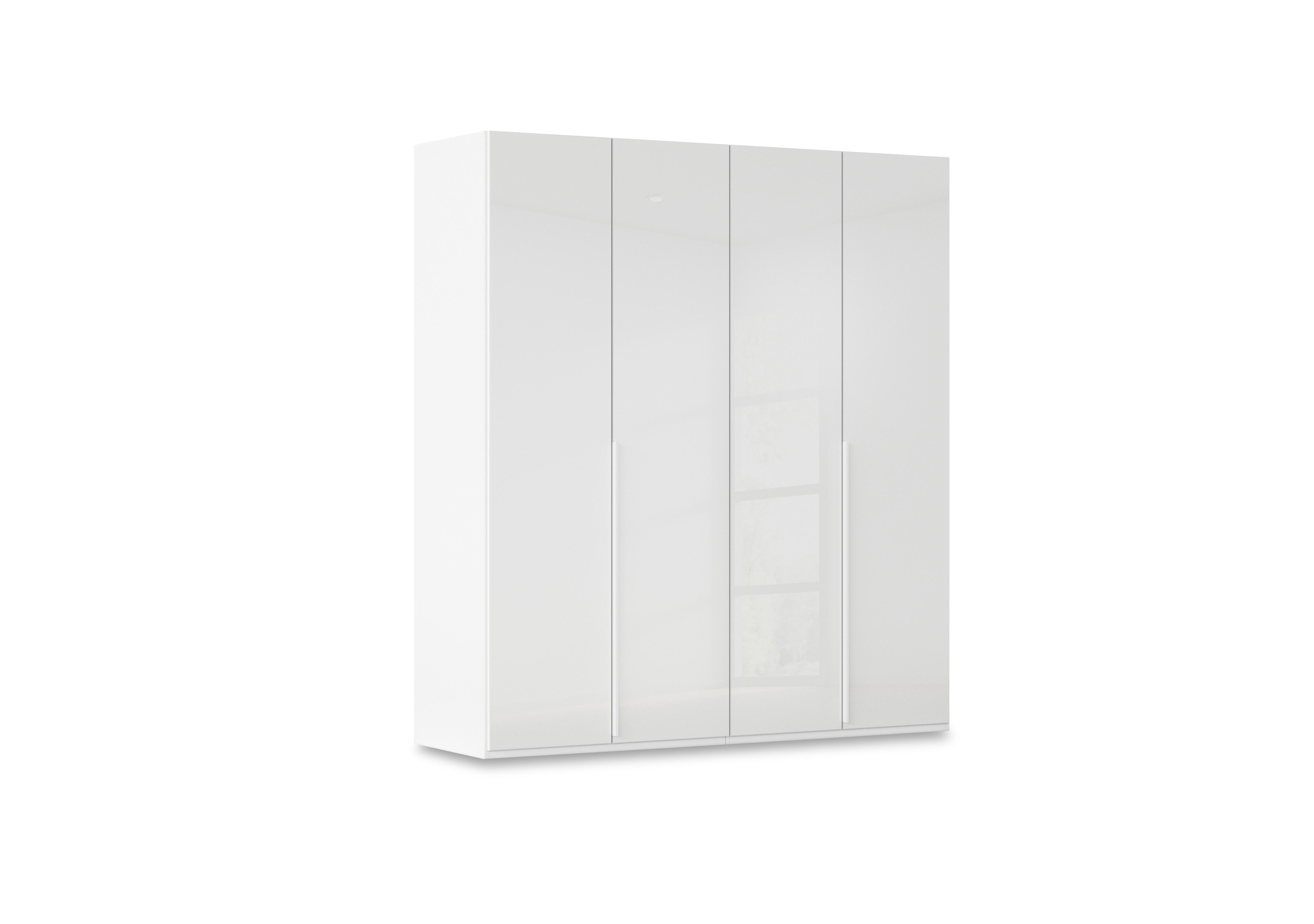Haven 201cm 4 Door Hinged Wardrobe with Glass Doors in Awg1l Alpine Wht Wht Gls Frnt on Furniture Village