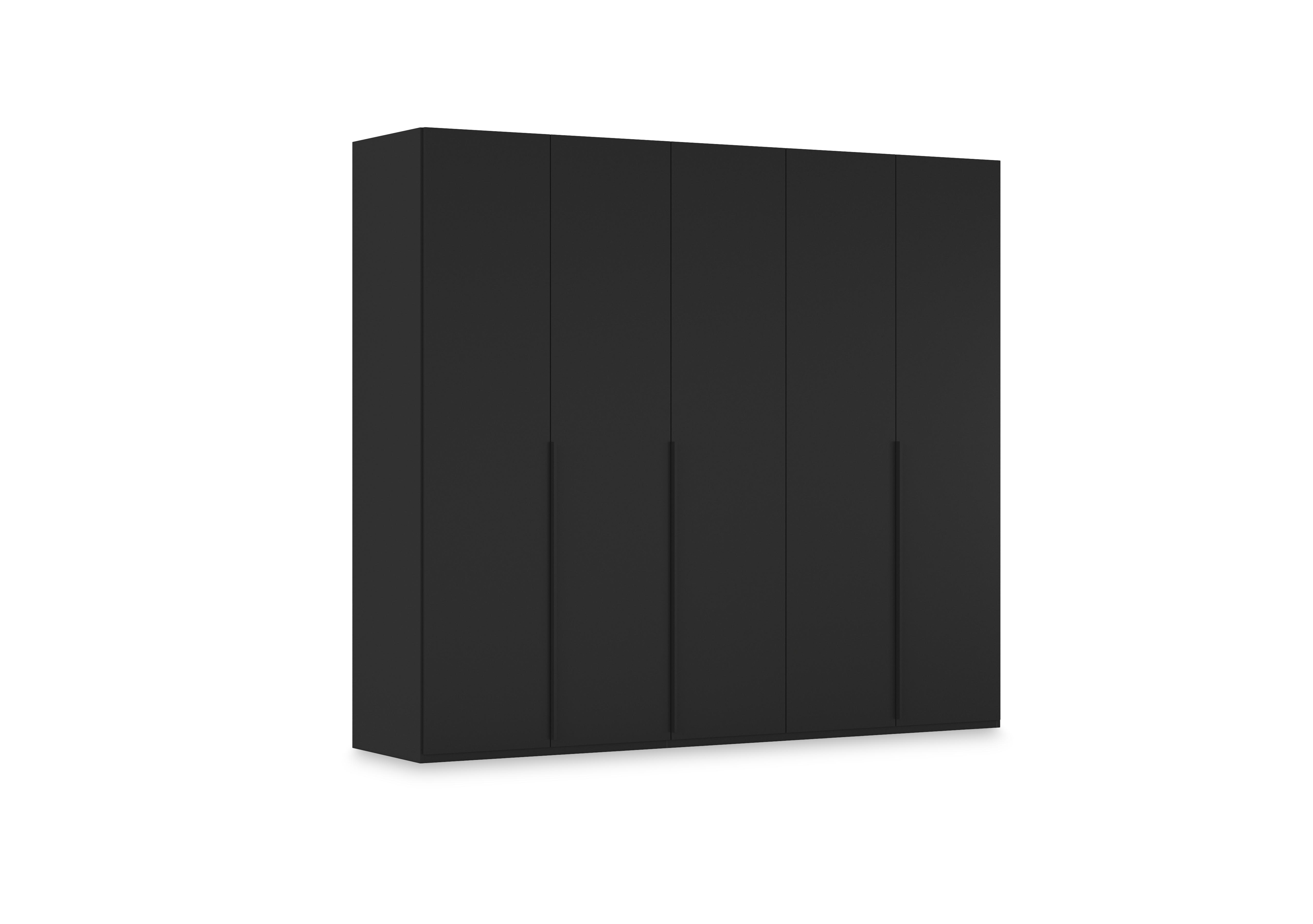 Haven 251cm 5 Door Hinged Wardrobe with Décor Doors in Asd5t  Black Black Front on Furniture Village