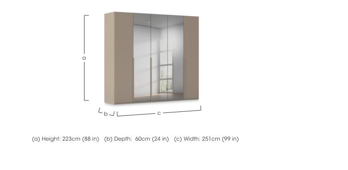 Haven 251cm 5 Door Hinged Wardrobe with 2 Décor Doors and 3 Mirror Doors in  on Furniture Village