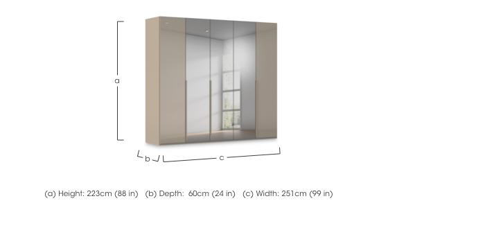 Haven 251cm 5 Door Hinged Wardrobe with 2 Glass Doors and 3 Mirror Doors in  on Furniture Village