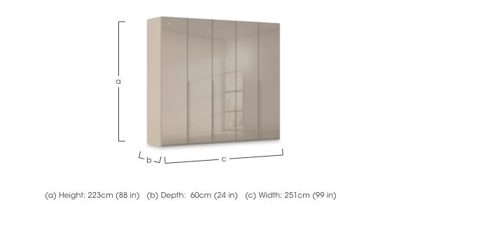 Haven 251cm 5 Door Hinged Wardrobe with Glass Doors in  on Furniture Village