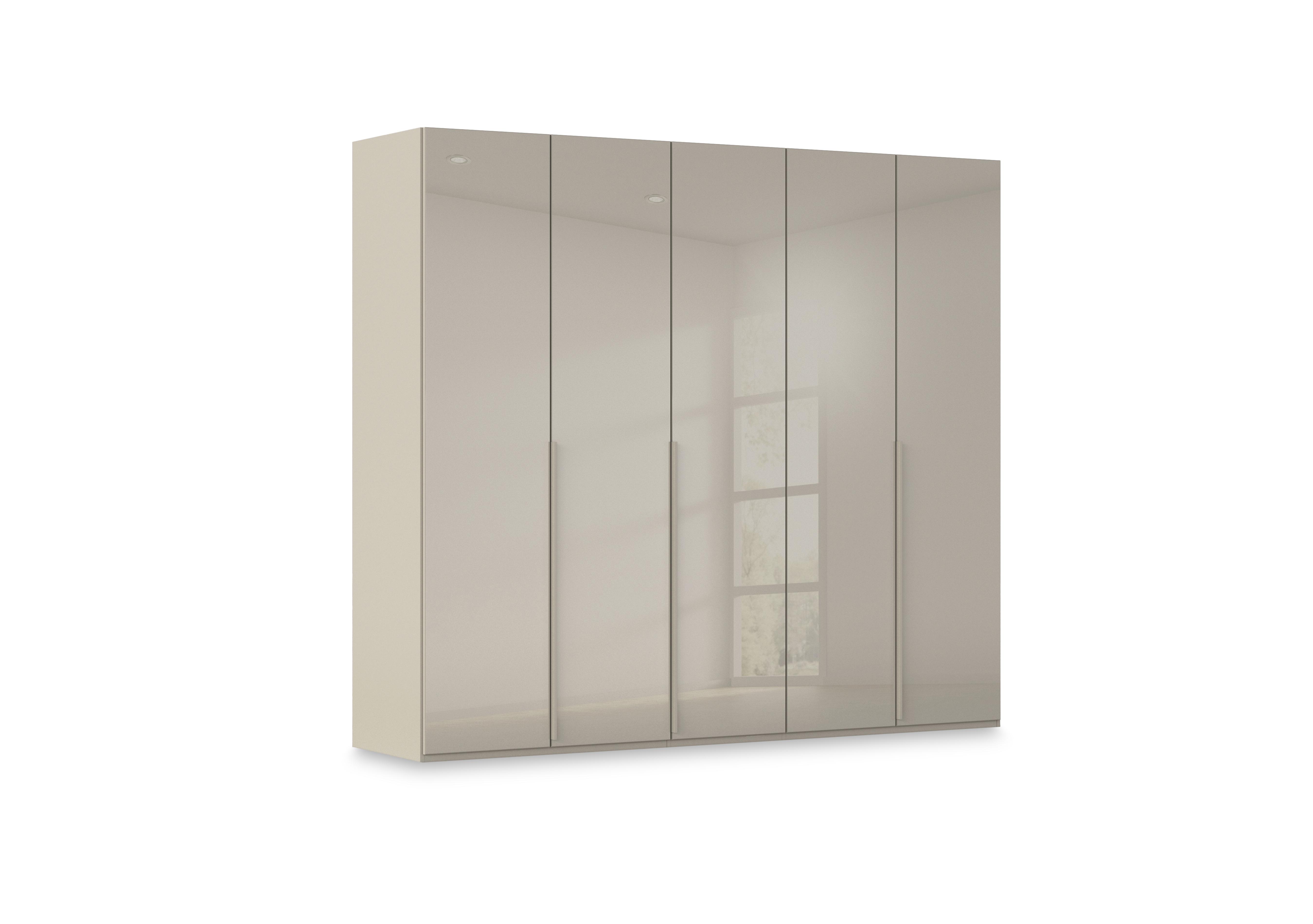Haven 251cm 5 Door Hinged Wardrobe with Glass Doors in Afg4l  Fango Fango Glass Front on Furniture Village