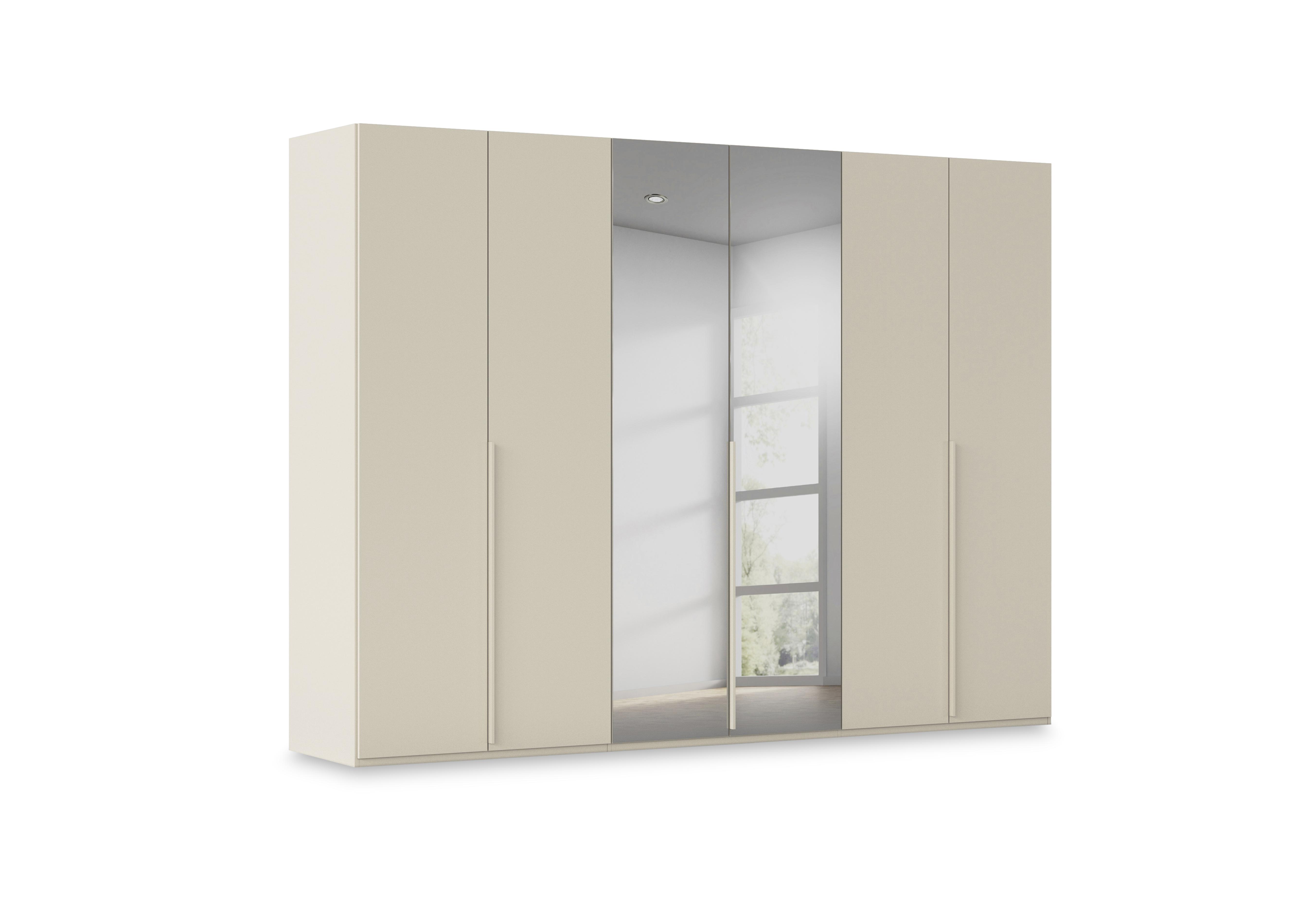 Haven 301cm 6 Door Hinged Wardrobe with 4 Décor Doors and 2 Mirror Doors in Acd3l  Champagne Champagne Frn on Furniture Village