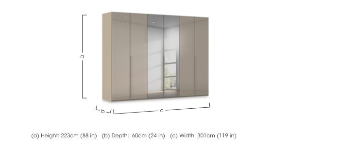 Haven 301cm 6 Door Hinged Wardrobe with 4 Glass Doors and 2 Mirror Doors in  on Furniture Village