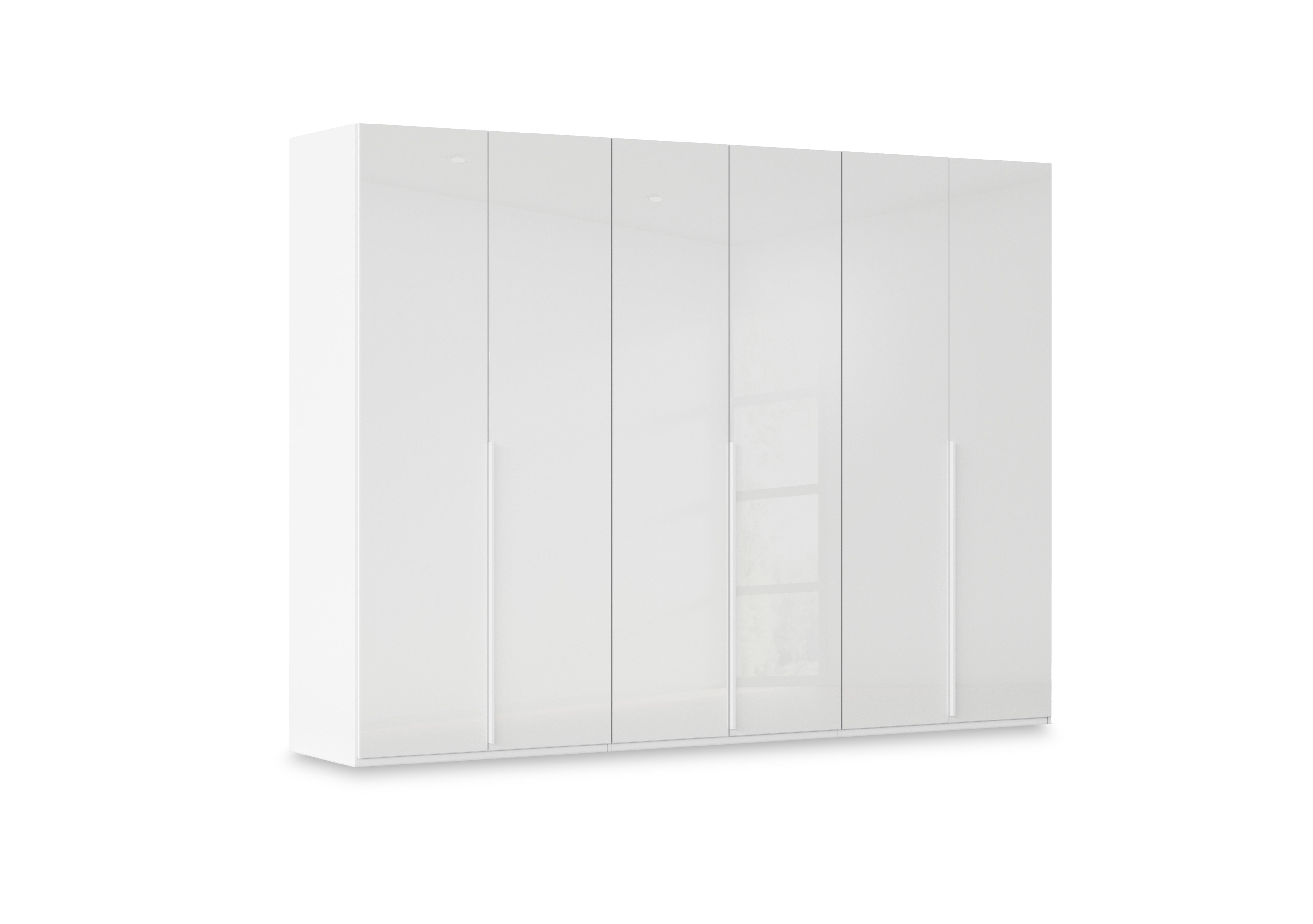 Haven 301cm 6 Door Hinged Wardrobe with Glass Doors in Awg1l Alpine Wht Wht Gls Frnt on Furniture Village