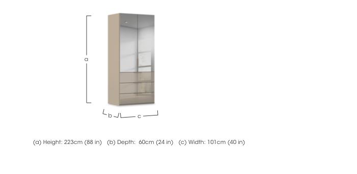 Haven 101cm 2 Door Combi Wardrobe with Mirror Doors and Glass Drawers in  on Furniture Village