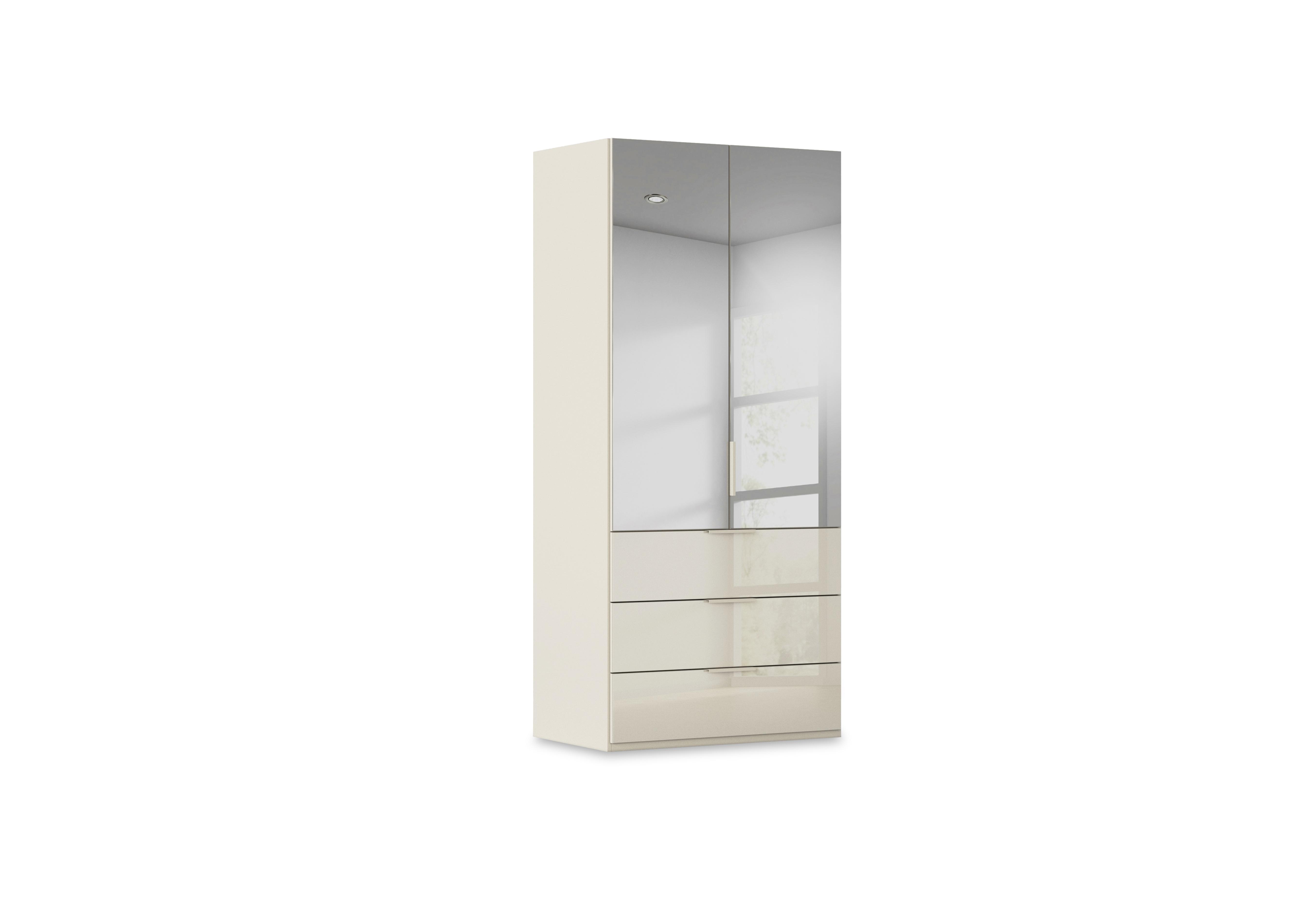 Haven 101cm 2 Door Combi Wardrobe with Mirror Doors and Glass Drawers in Acg3k Champagne Champagne Frnt on Furniture Village