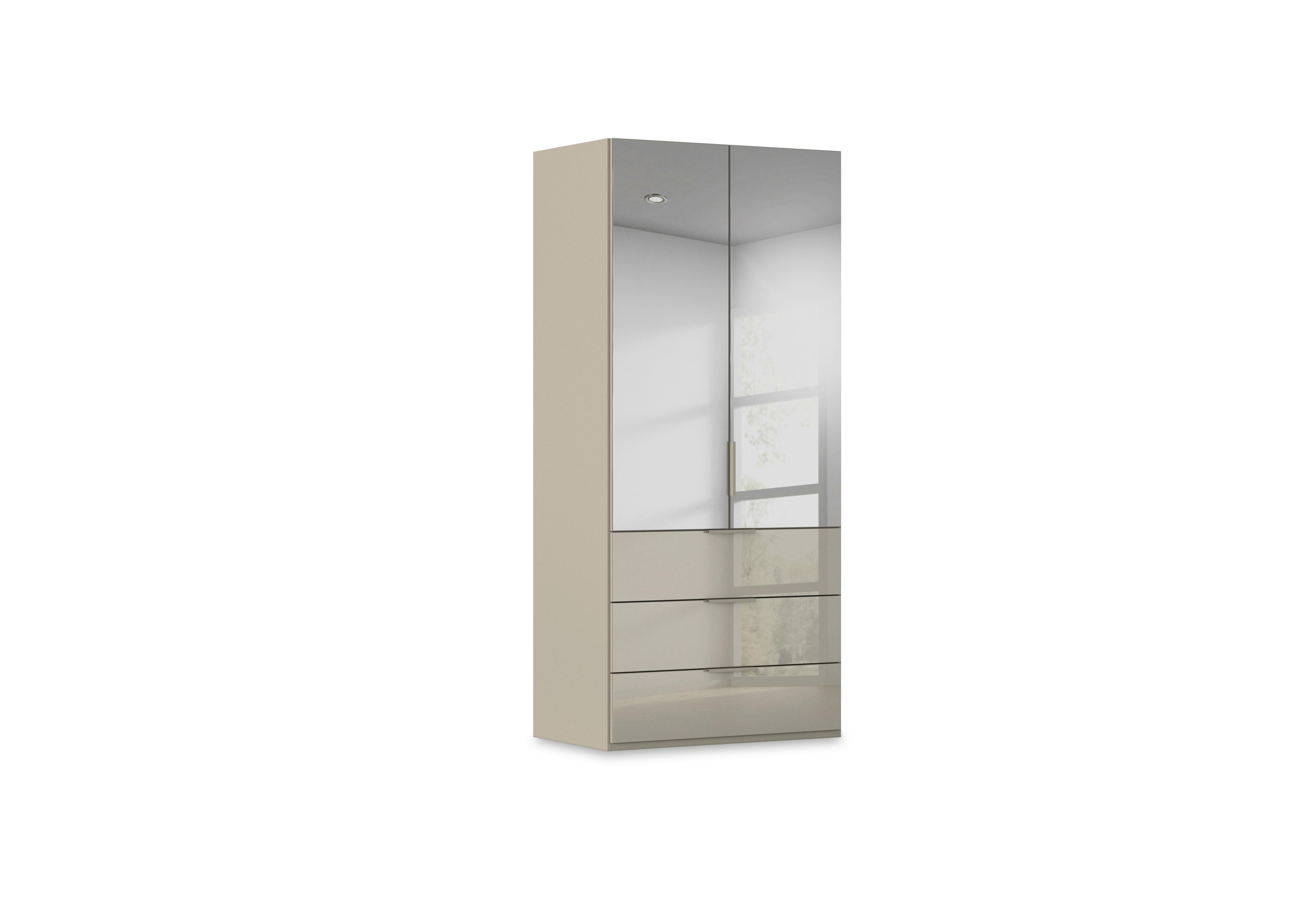 Haven 101cm 2 Door Combi Wardrobe with Mirror Doors and Glass Drawers in Afg4k Fango Fango Front on Furniture Village