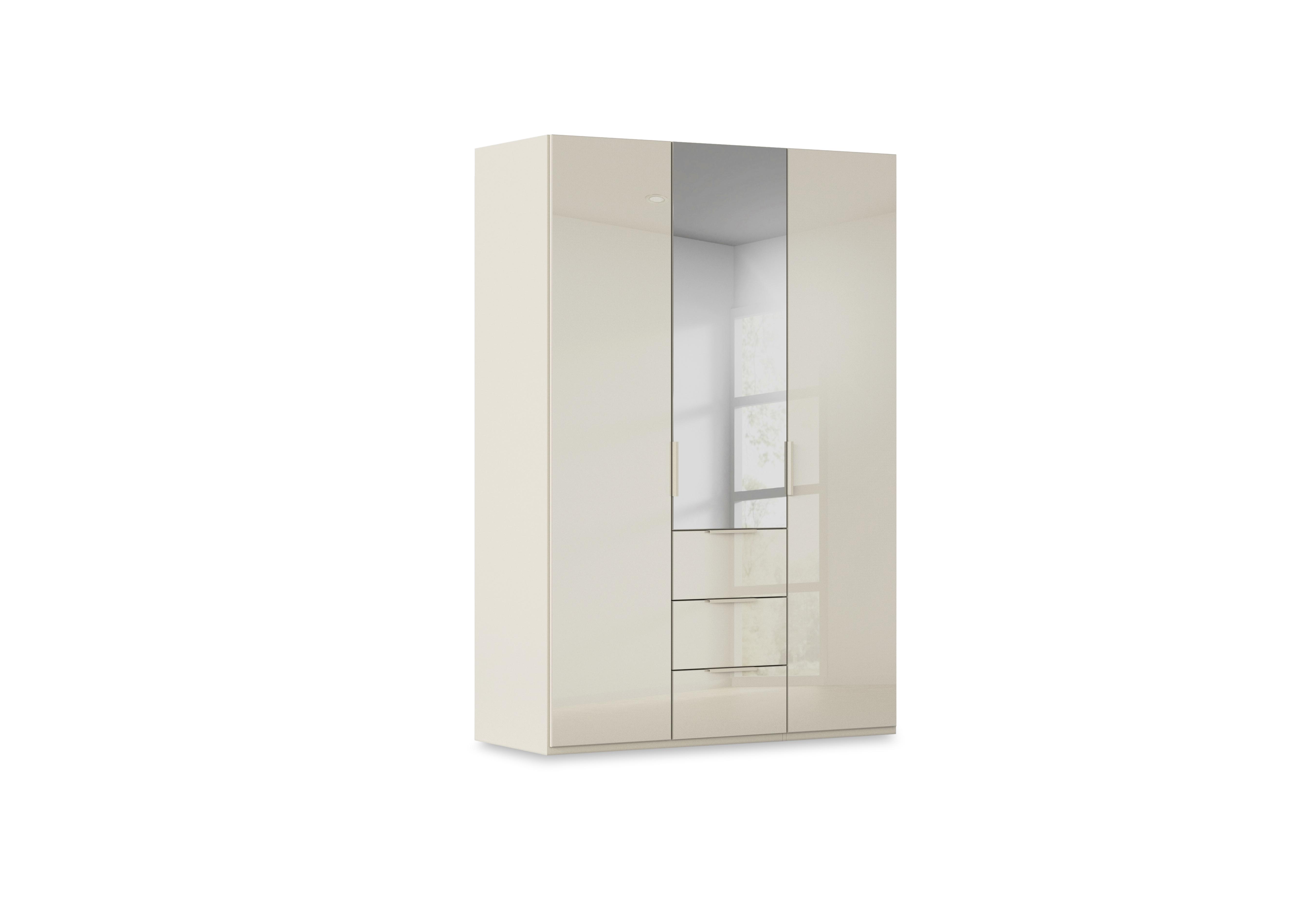 Haven 151cm 3 Door Combi Wardrobe with 2 Glass Doors and 1 Mirror Door in Acg3k Champagne Champagne Frnt on Furniture Village