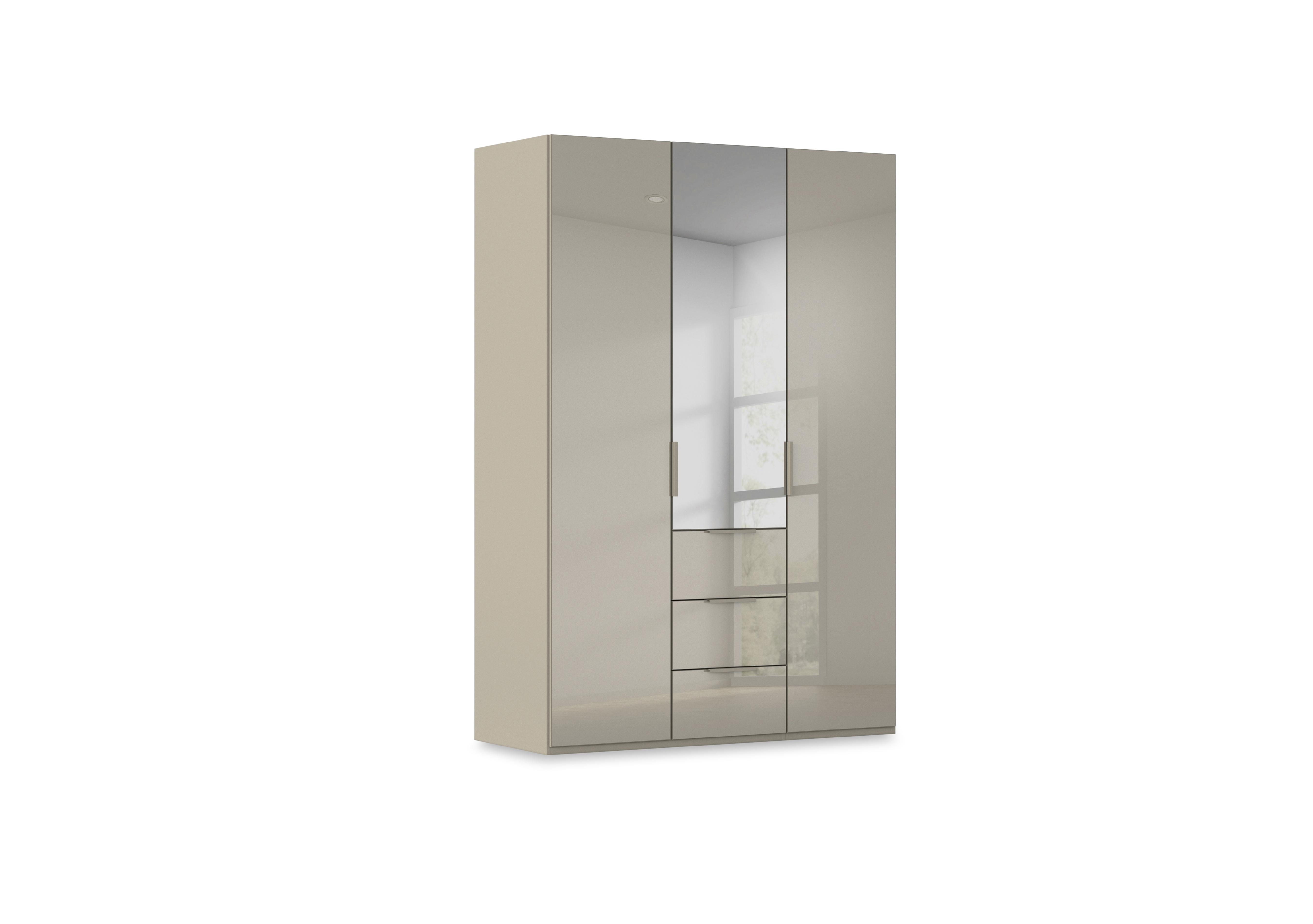 Haven 151cm 3 Door Combi Wardrobe with 2 Glass Doors and 1 Mirror Door in Afg4k Fango Fango Front on Furniture Village