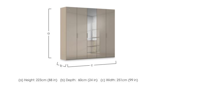 Haven 251cm 5 Door Combi Wardrobe with 4 Glass Doors and 1 Mirror Door in  on Furniture Village