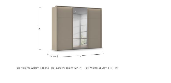 Haven 280cm 3 Door Slider Wardrobe with 2 Décor Doors, 1 Mirror Door and Lights in  on Furniture Village