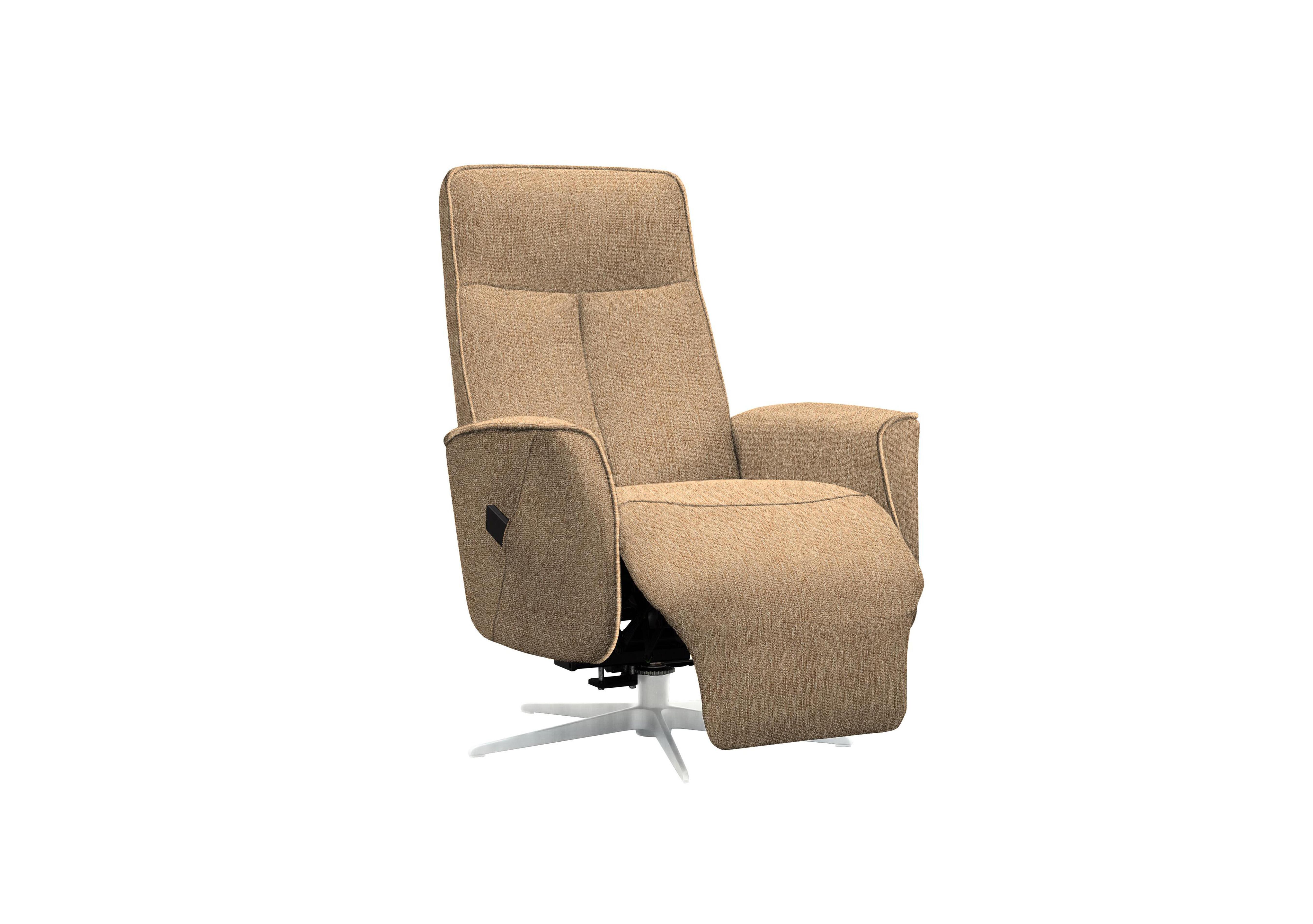 Maribo Fabric Lift and Rise Power Recliner Chair with Power Headrest and Chrome Base in A070 Boucle Cocoa on Furniture Village