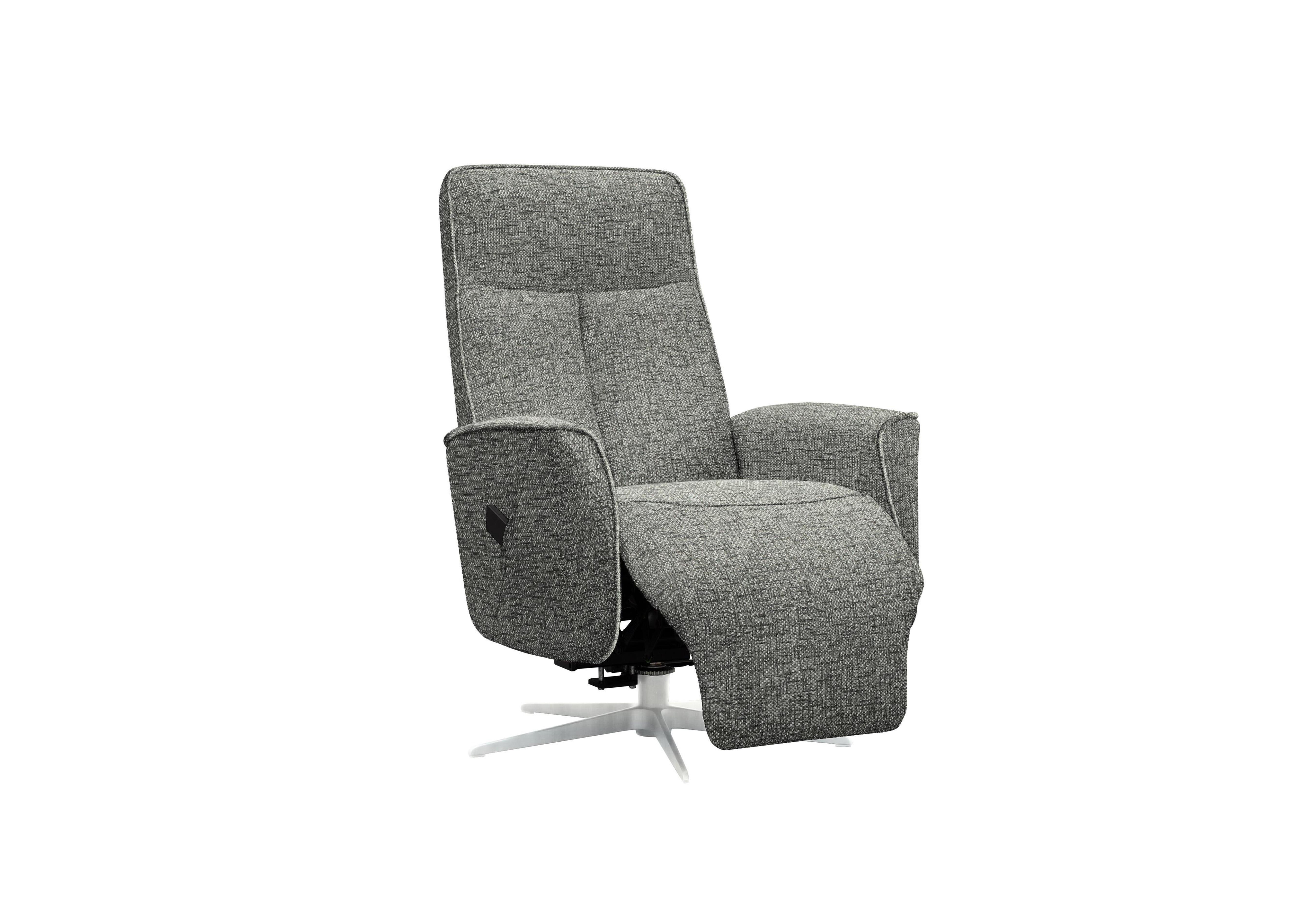 Maribo Fabric Lift and Rise Power Recliner Chair with Power Headrest and Chrome Base in B031 Remco Slate on Furniture Village
