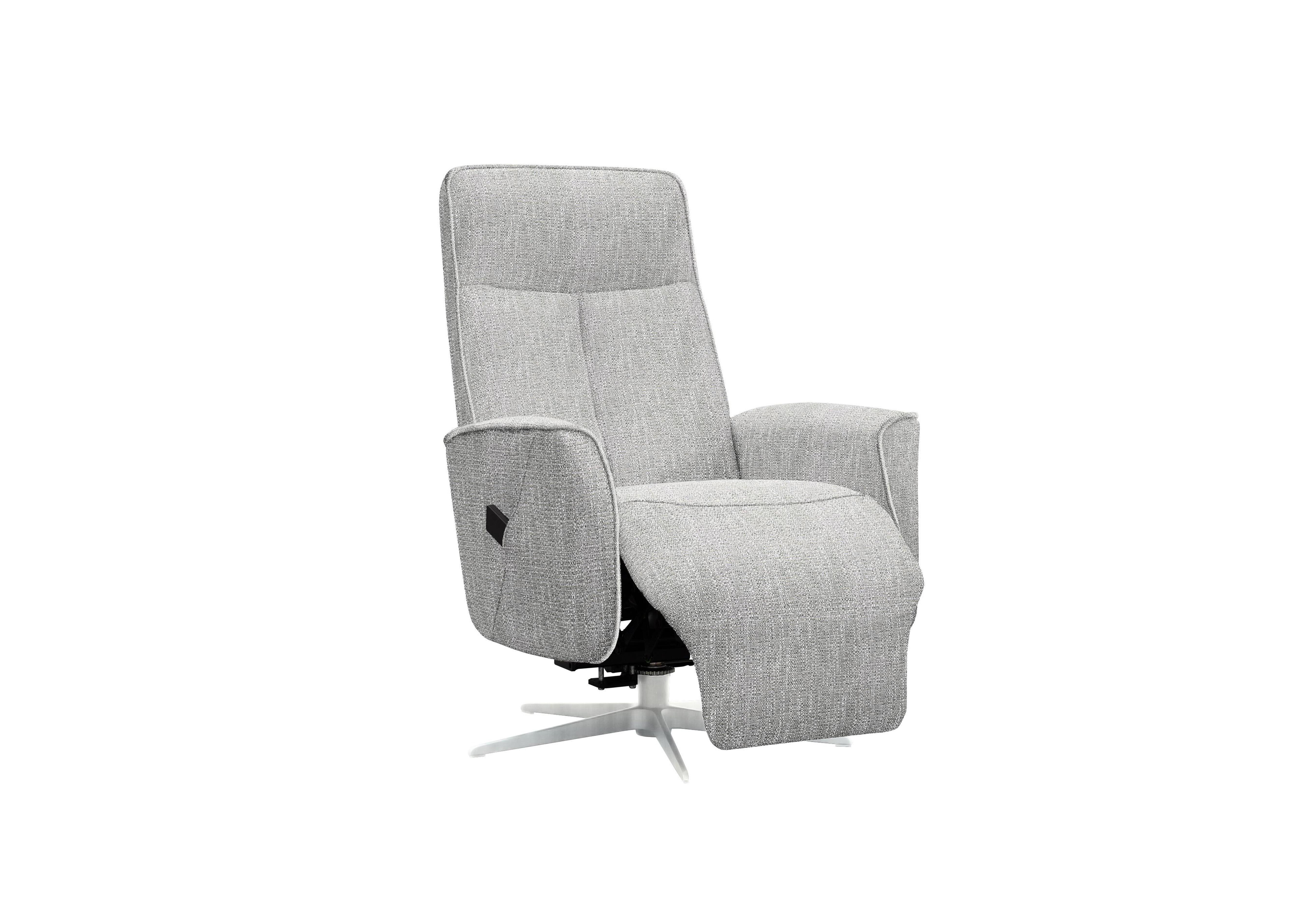 Maribo Fabric Lift and Rise Power Recliner Chair with Power Headrest and Chrome Base in B134 Libby Cloud on Furniture Village