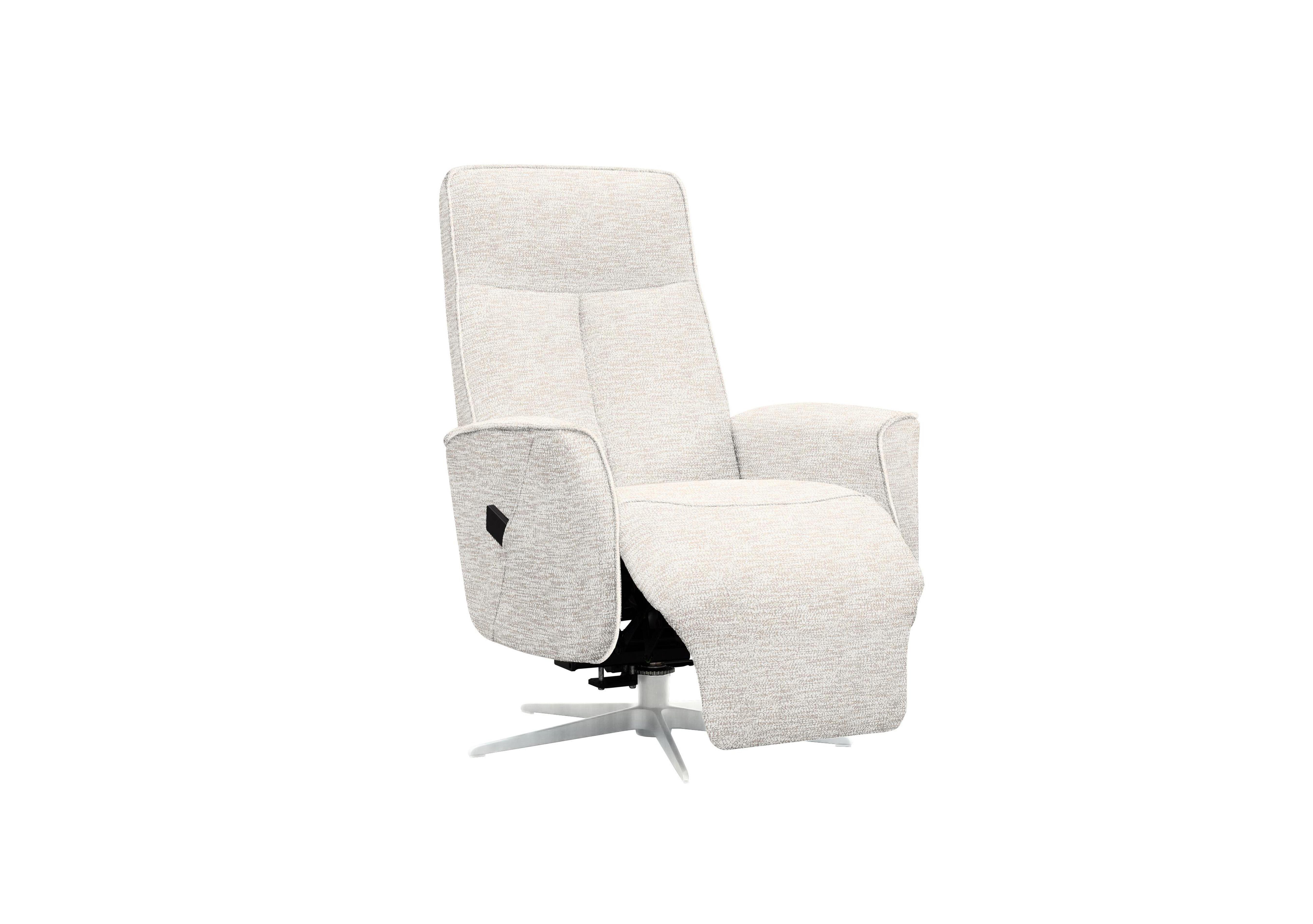 Maribo Fabric Lift and Rise Power Recliner Chair with Power Headrest and Chrome Base in C931 Rush Cream on Furniture Village