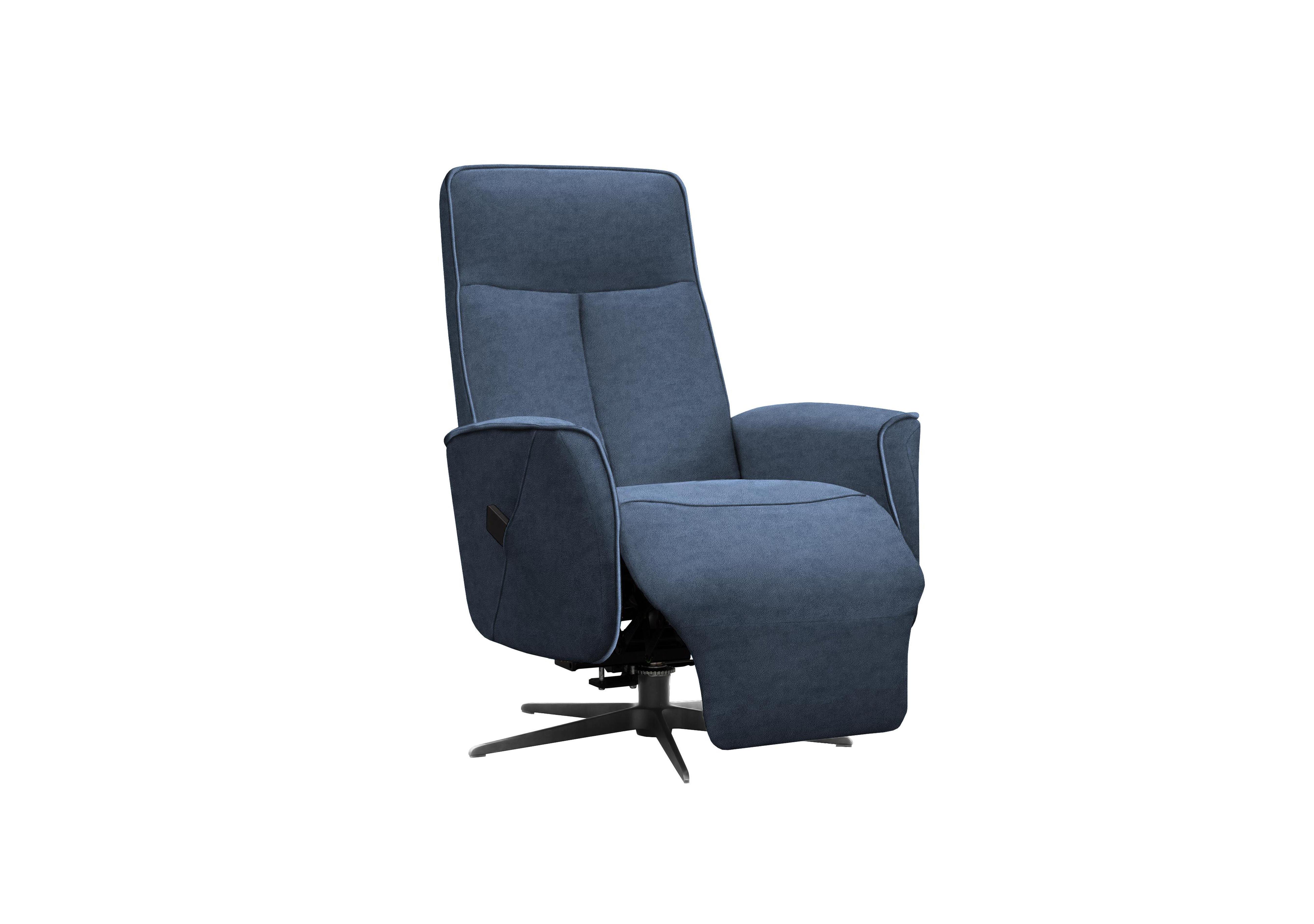 Maribo Fabric Lift and Rise Power Recliner Chair with Power Headrest and Black Base in A125 Stingray Indigo on Furniture Village