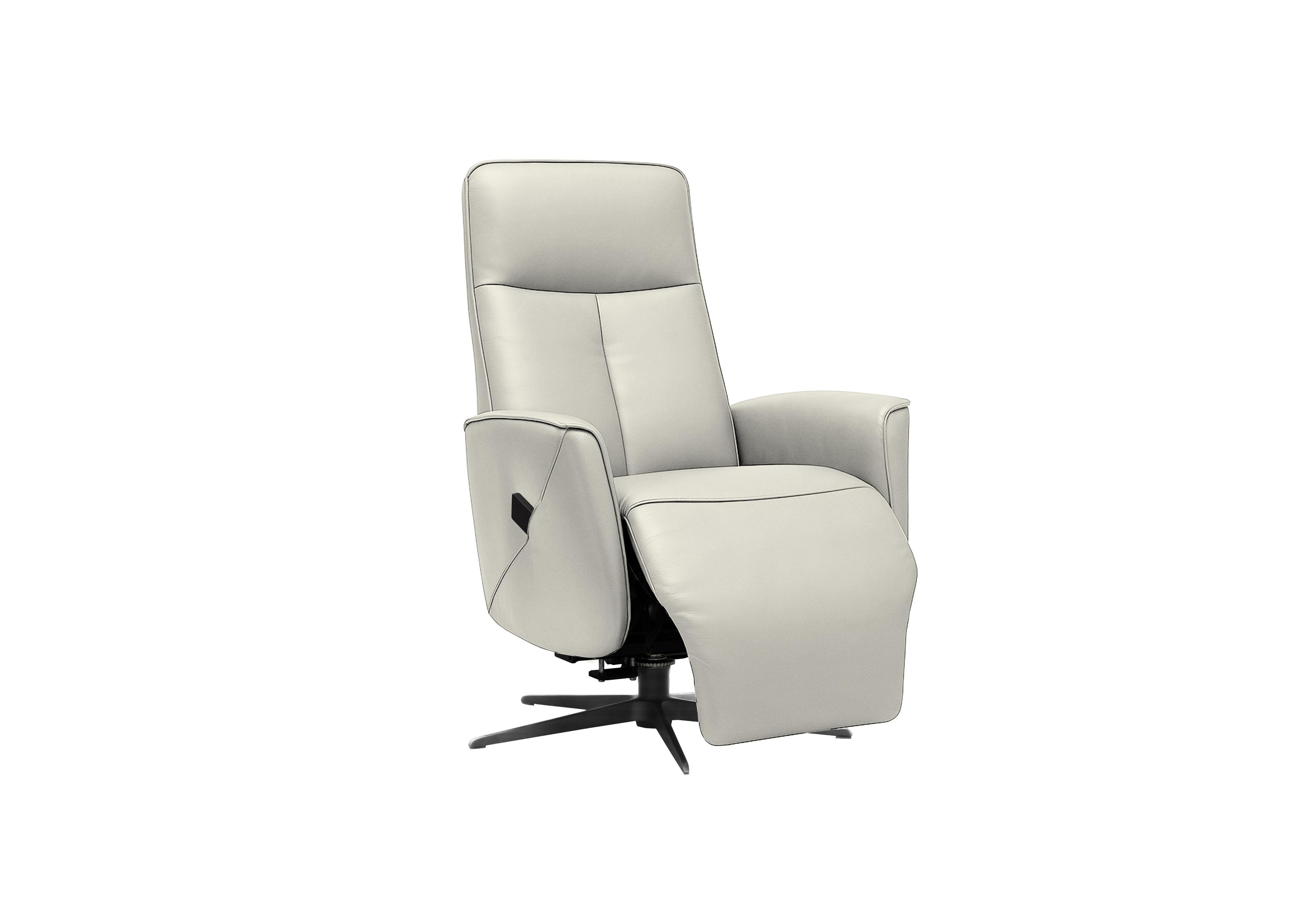 Maribo Leather Lift and Rise Power Recliner Chair with Power Headrest and Black Base in H006 Oxford Light Grey on Furniture Village