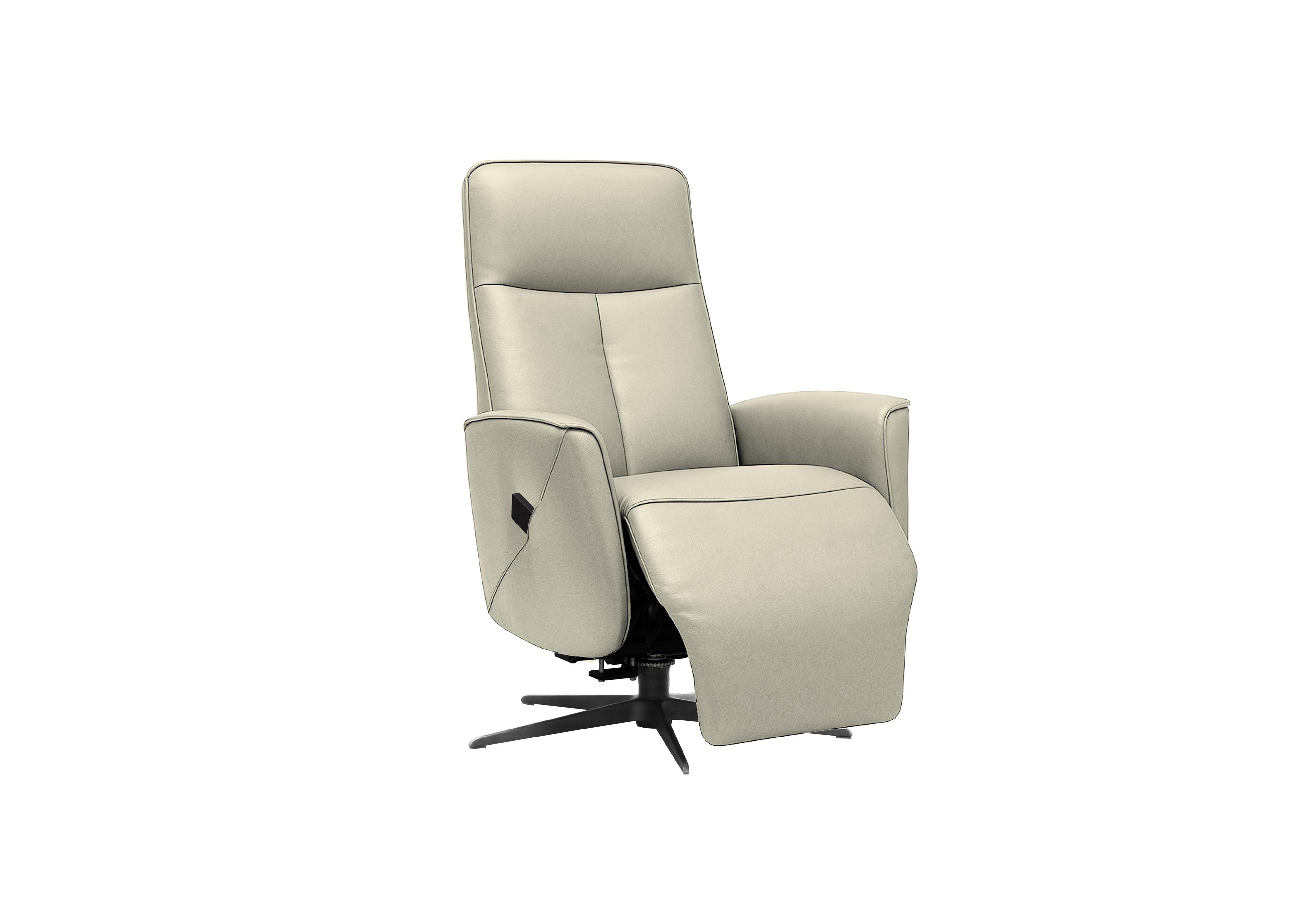Maribo Leather Lift and Rise Power Recliner Chair with Power Headrest and Black Base in H007 Durham Dove on Furniture Village