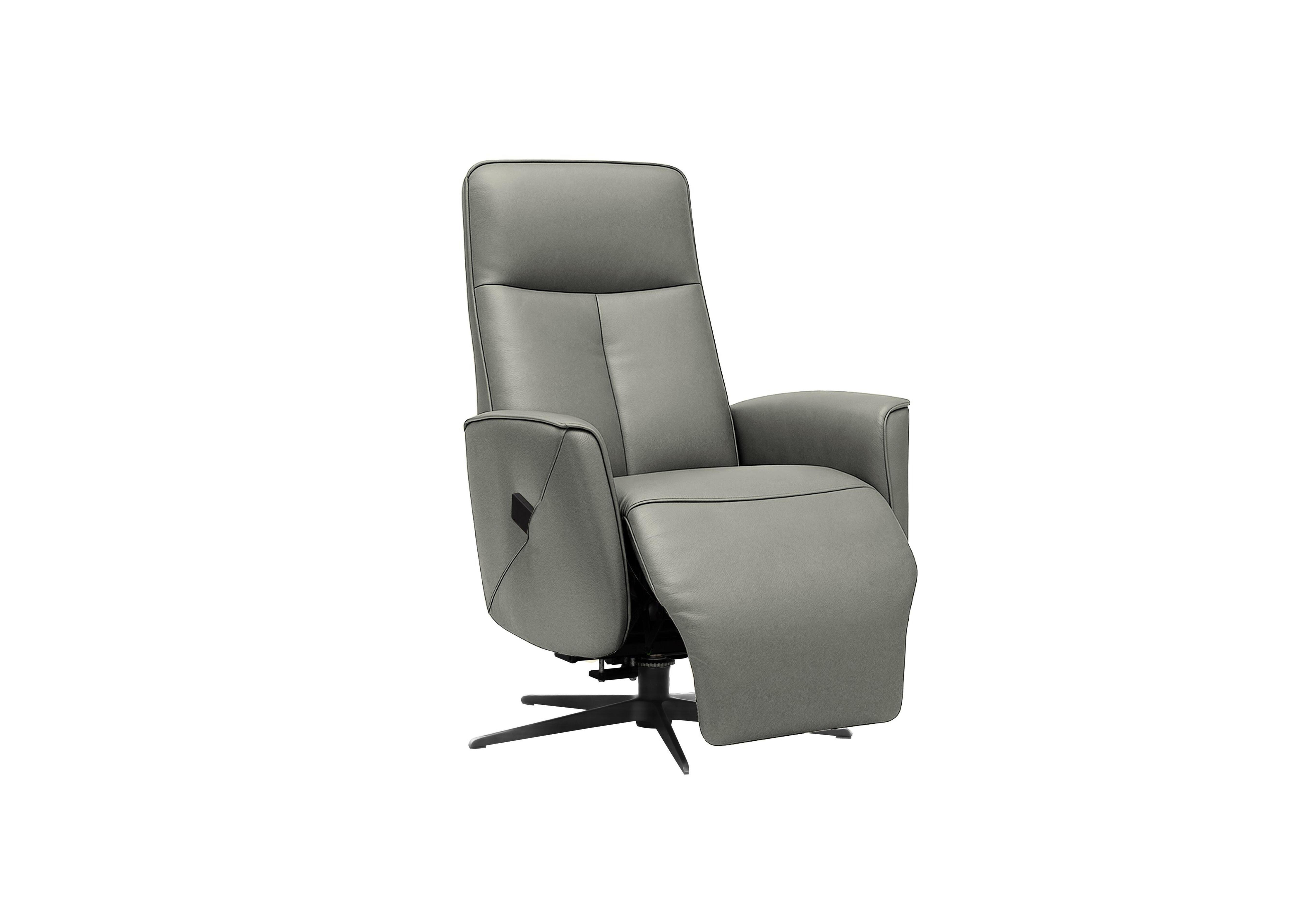 Maribo Leather Lift and Rise Power Recliner Chair with Power Headrest and Black Base in H008 Durham Steel on Furniture Village