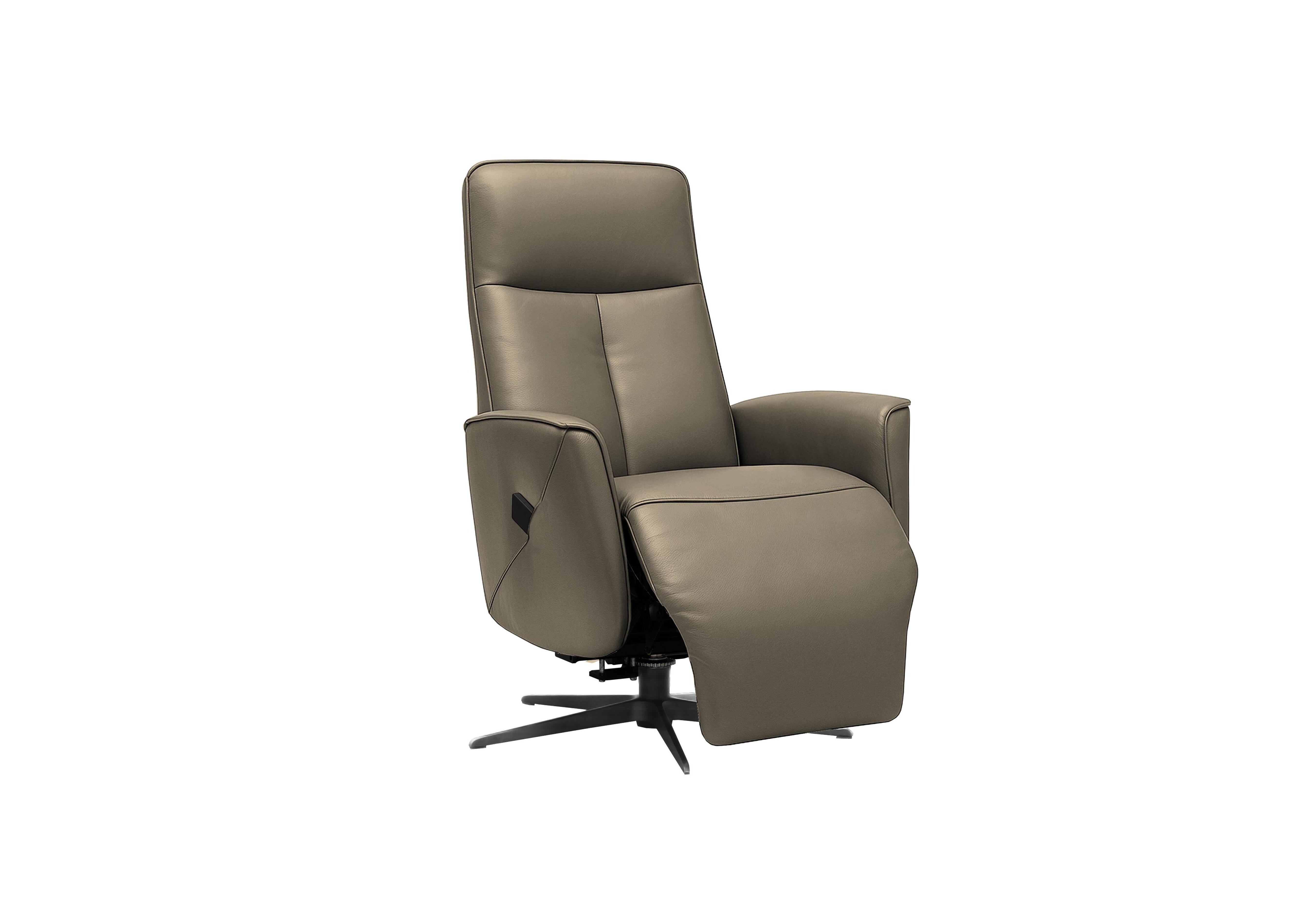 Maribo Leather Lift and Rise Power Recliner Chair with Power Headrest and Black Base in H009 Durham Mushroom on Furniture Village