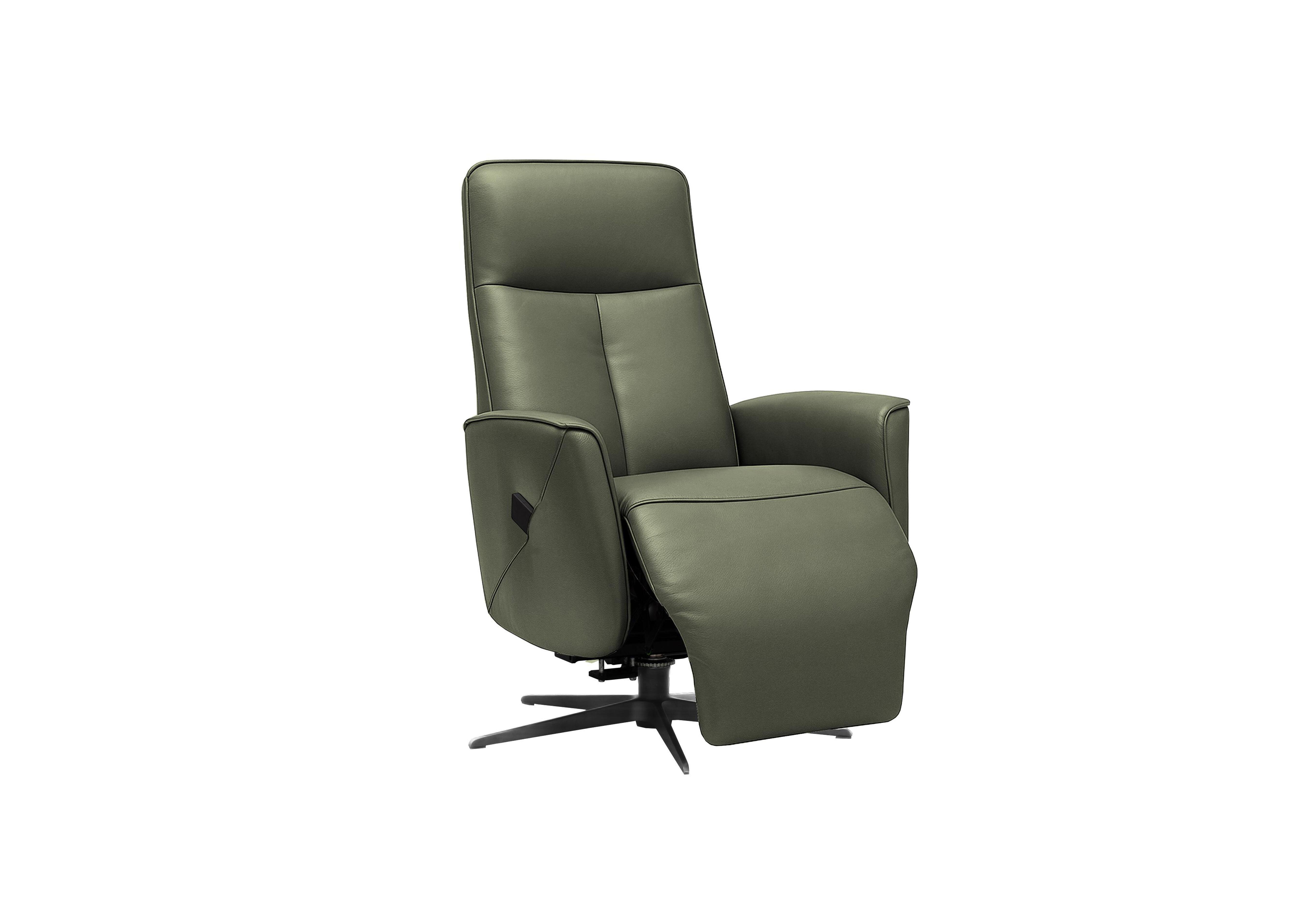 Maribo Leather Lift and Rise Power Recliner Chair with Power Headrest and Black Base in H012 Durham Olive on Furniture Village
