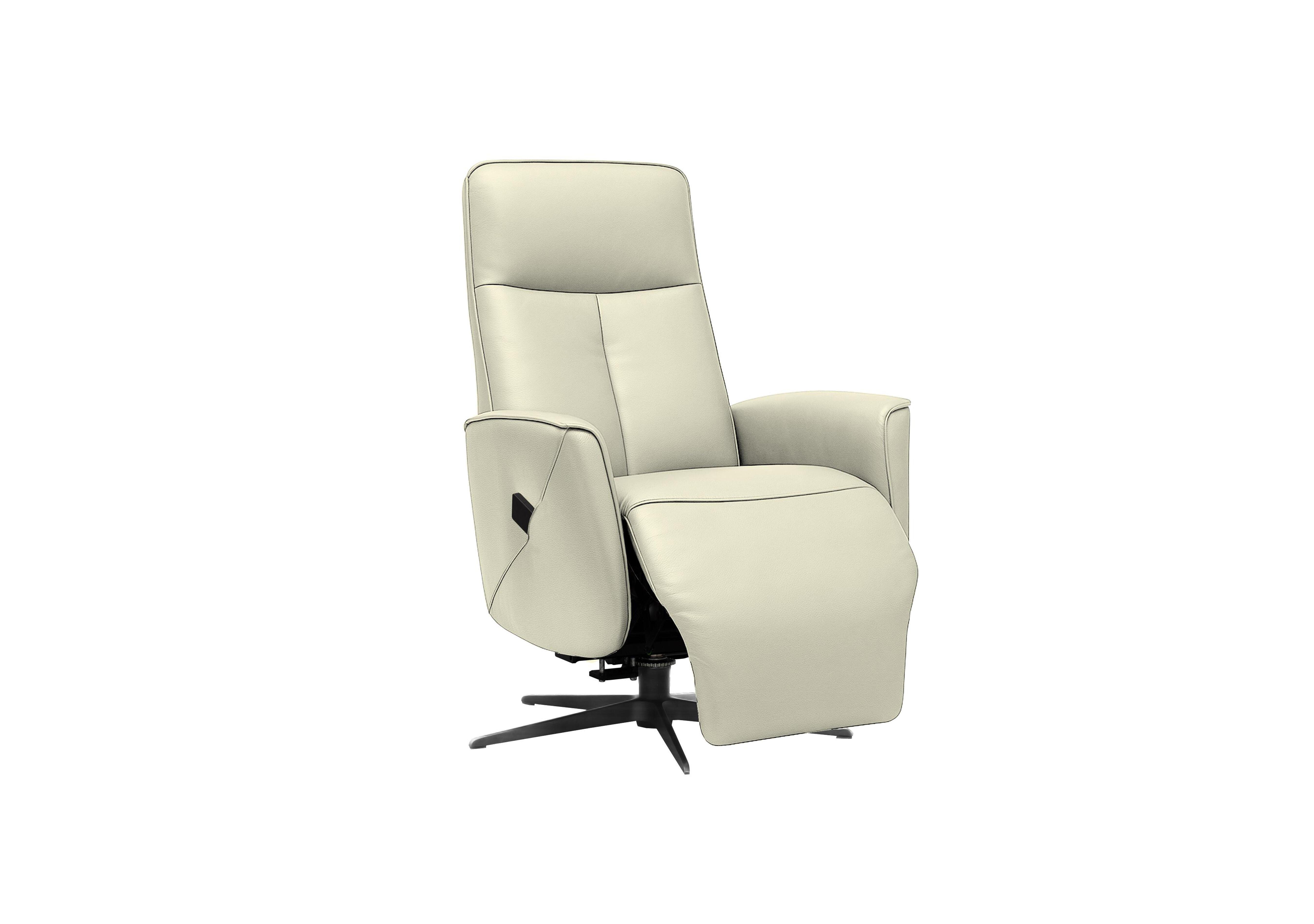 Maribo Leather Lift and Rise Power Recliner Chair with Power Headrest and Black Base in L840 Cambridge Chalk on Furniture Village
