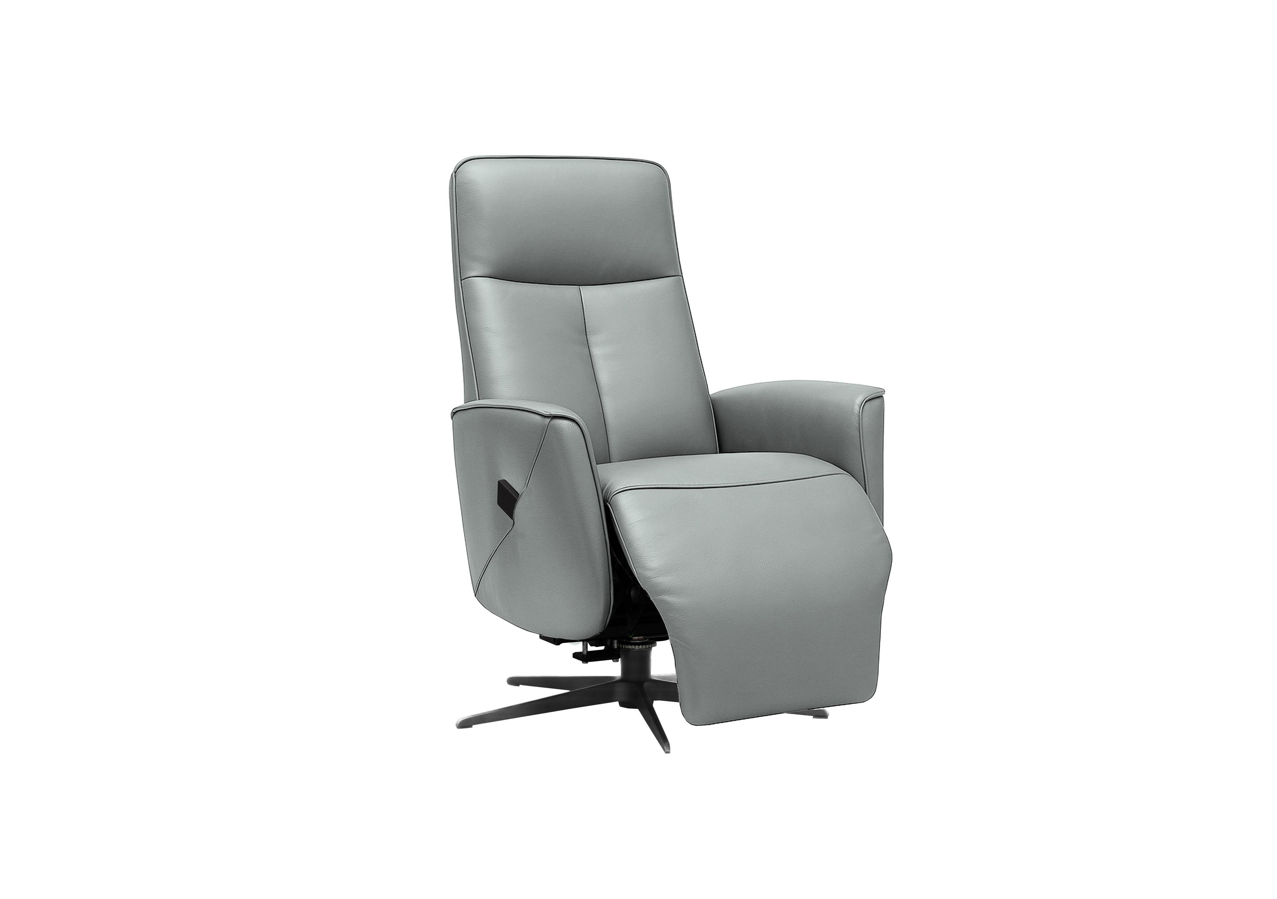 Maribo Leather Lift and Rise Power Recliner Chair with Power Headrest and Black Base in L842 Cambridge Grey on Furniture Village
