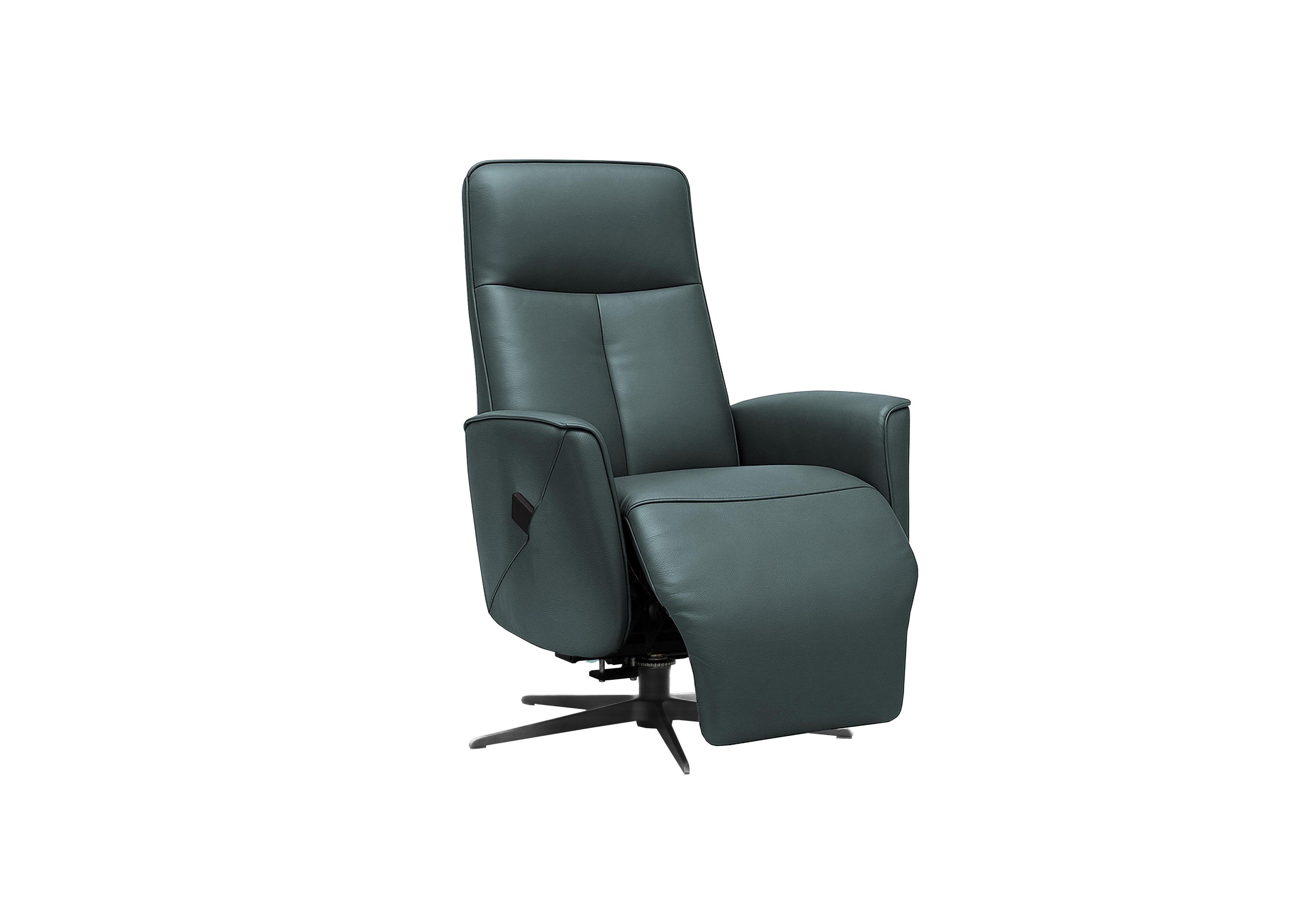 Maribo Leather Lift and Rise Power Recliner Chair with Power Headrest and Black Base in L852 Cambridge Petrol Blue on Furniture Village
